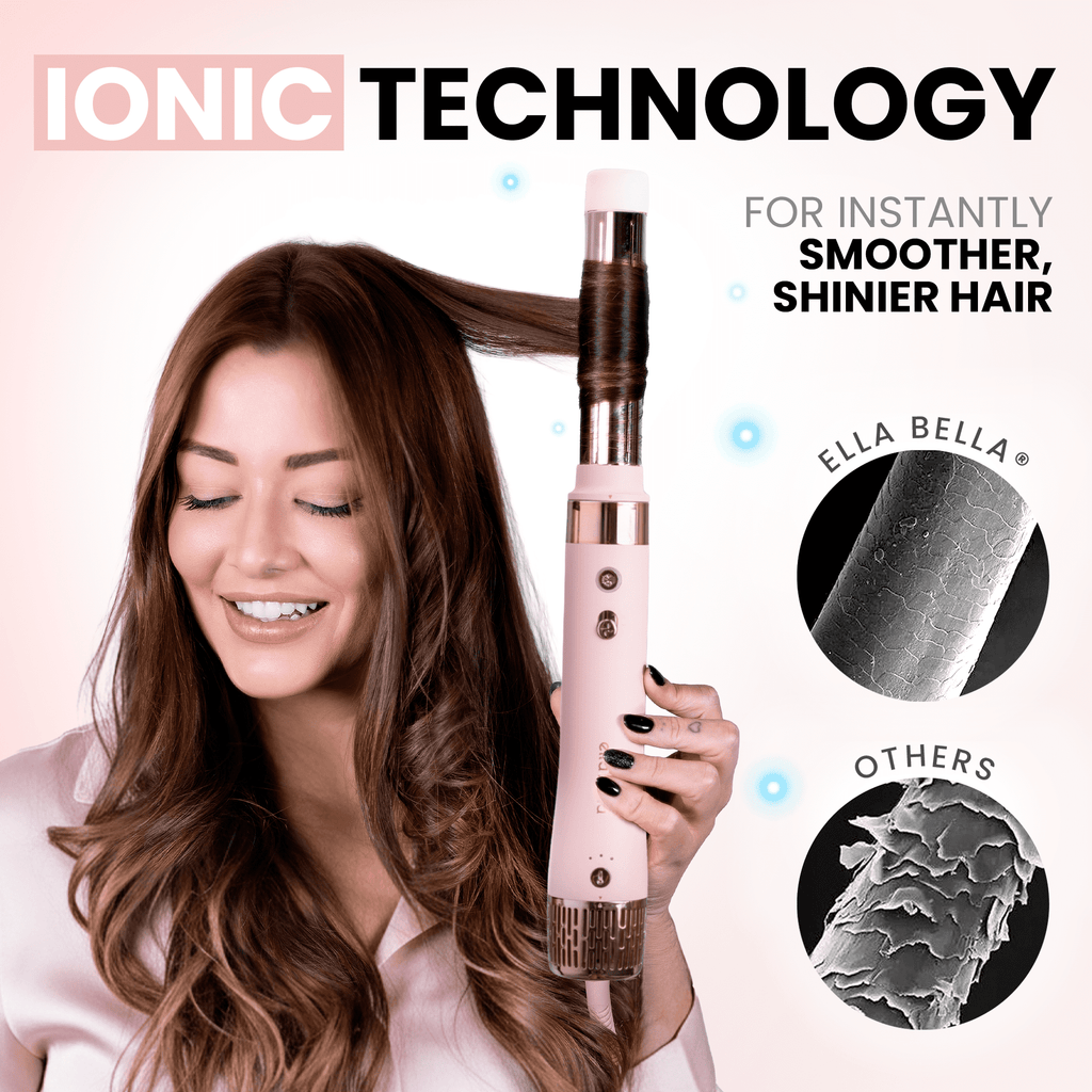 6 in 1 Professional Hot Air Styler • Powerful Hair Dryer &amp; Straightener Set • Fast Drying Curling Volumizing Straightening Styling • Includes Protective Travel Case (Black &amp; Rose Gold)