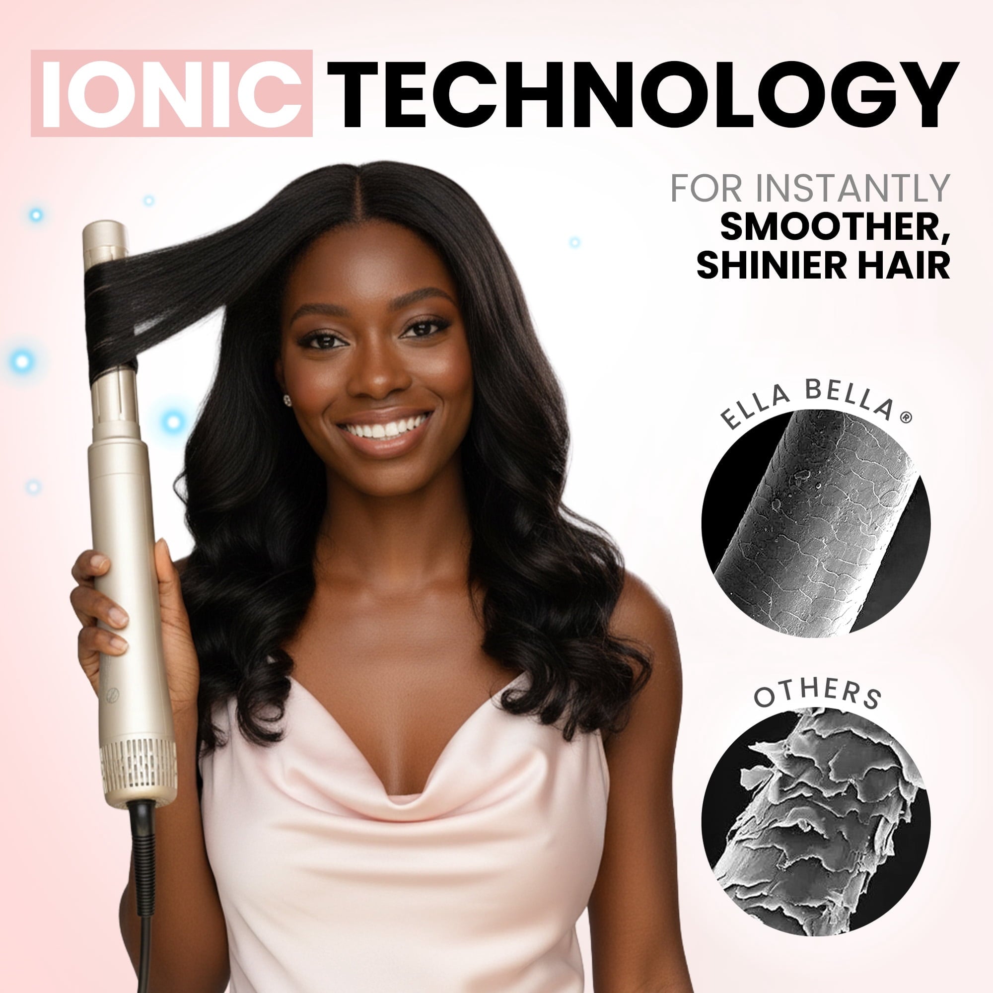 6 in 1 Professional Hot Air Styler • Powerful Hair Dryer &amp; Straightener Set • Fast Drying Curling Volumizing Straightening Styling • Includes Protective Travel Case (Black &amp; Rose Gold)