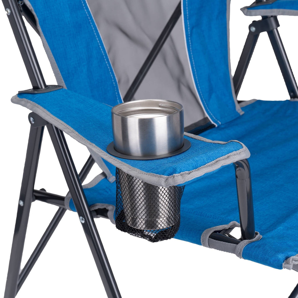 Comfort Quad Lightweight Foldable Camping Chair, Heathered Royal