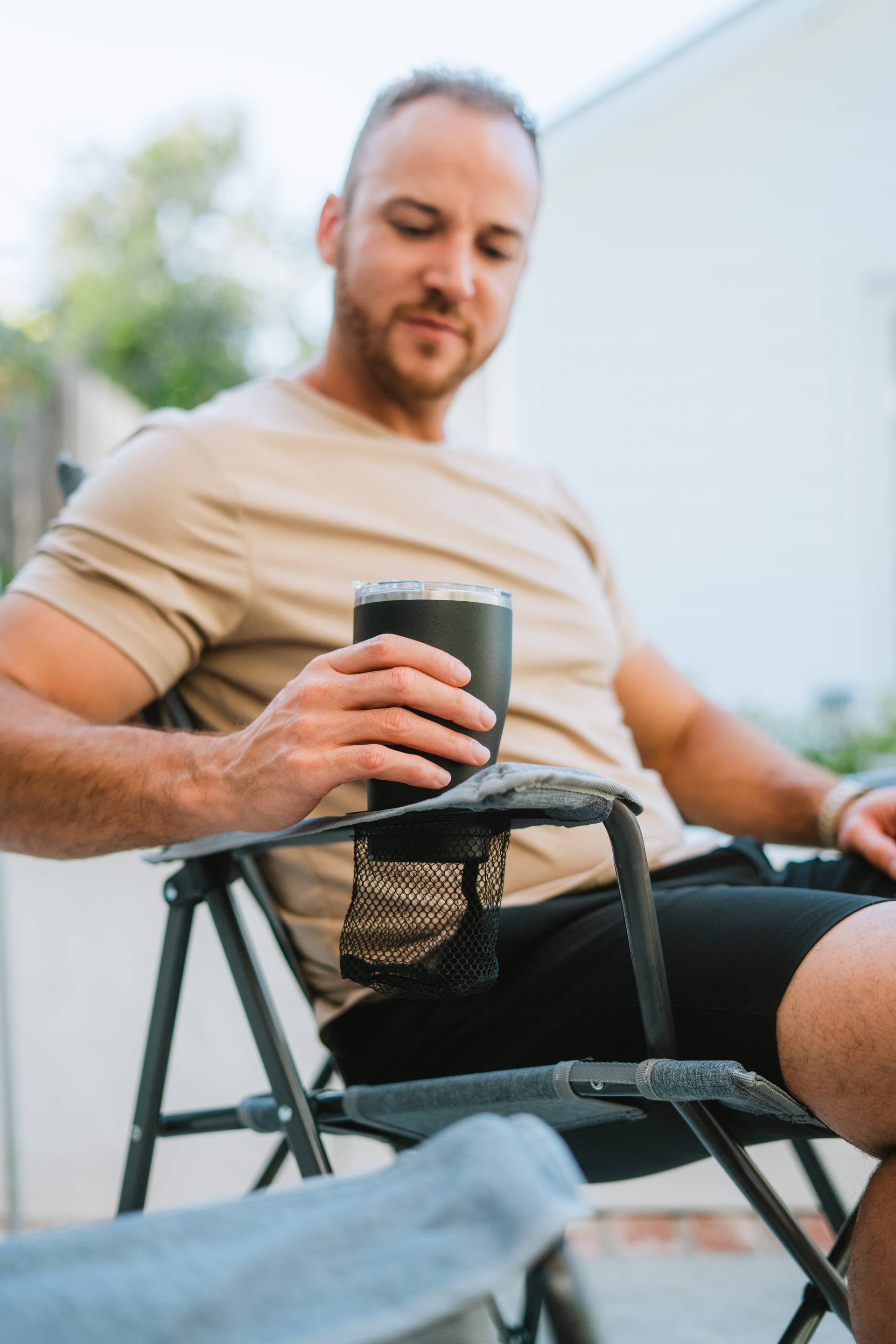 Comfort Quad Lightweight Foldable Camping Chair, Heathered Royal