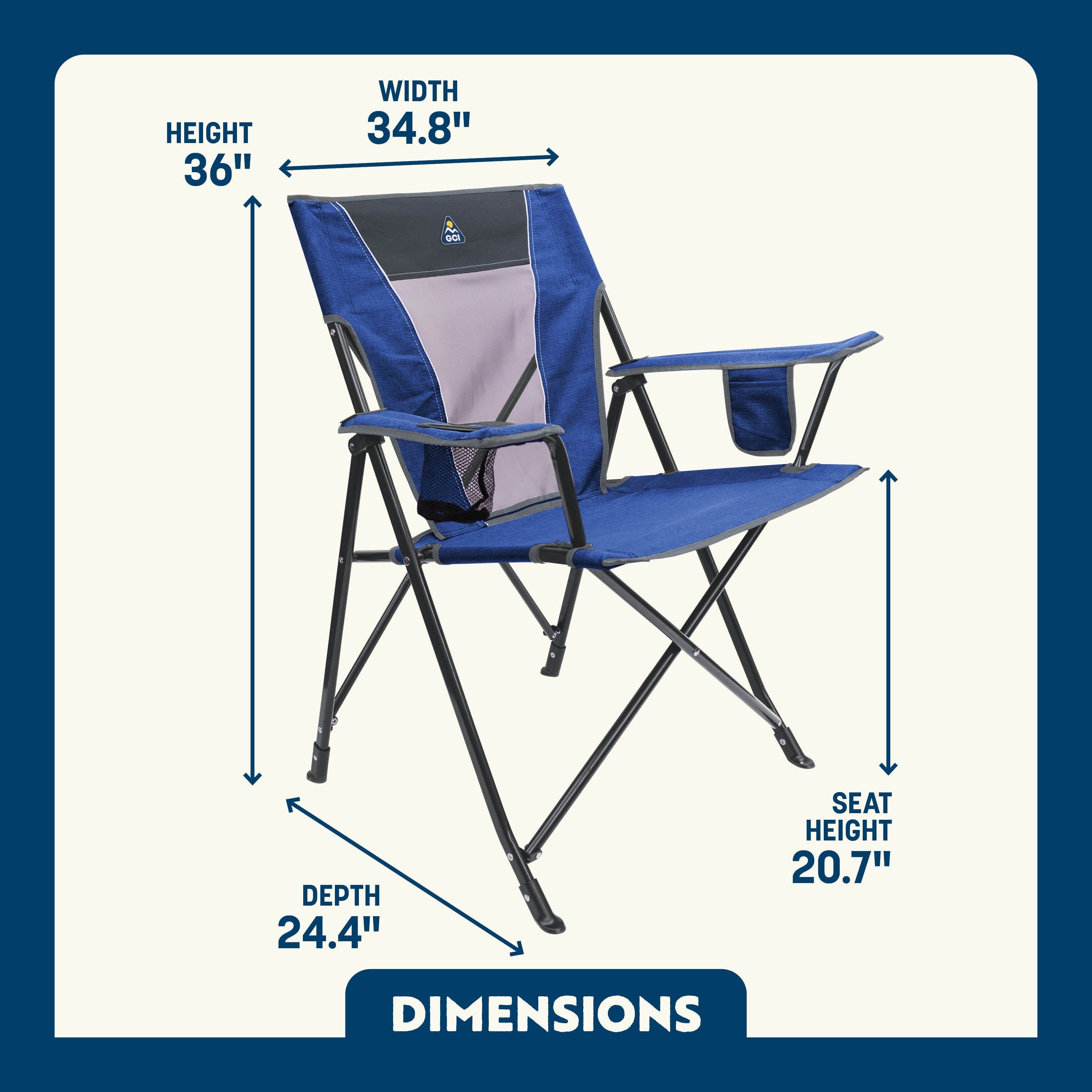 Comfort Quad Lightweight Foldable Camping Chair, Heathered Royal