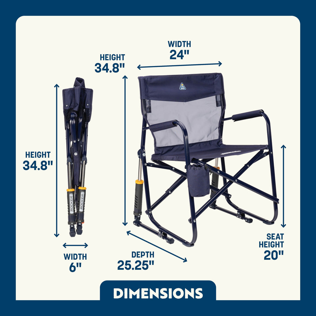 Freestyle Rocker Elite Folding Rocking Camping Chair, Rich Blue