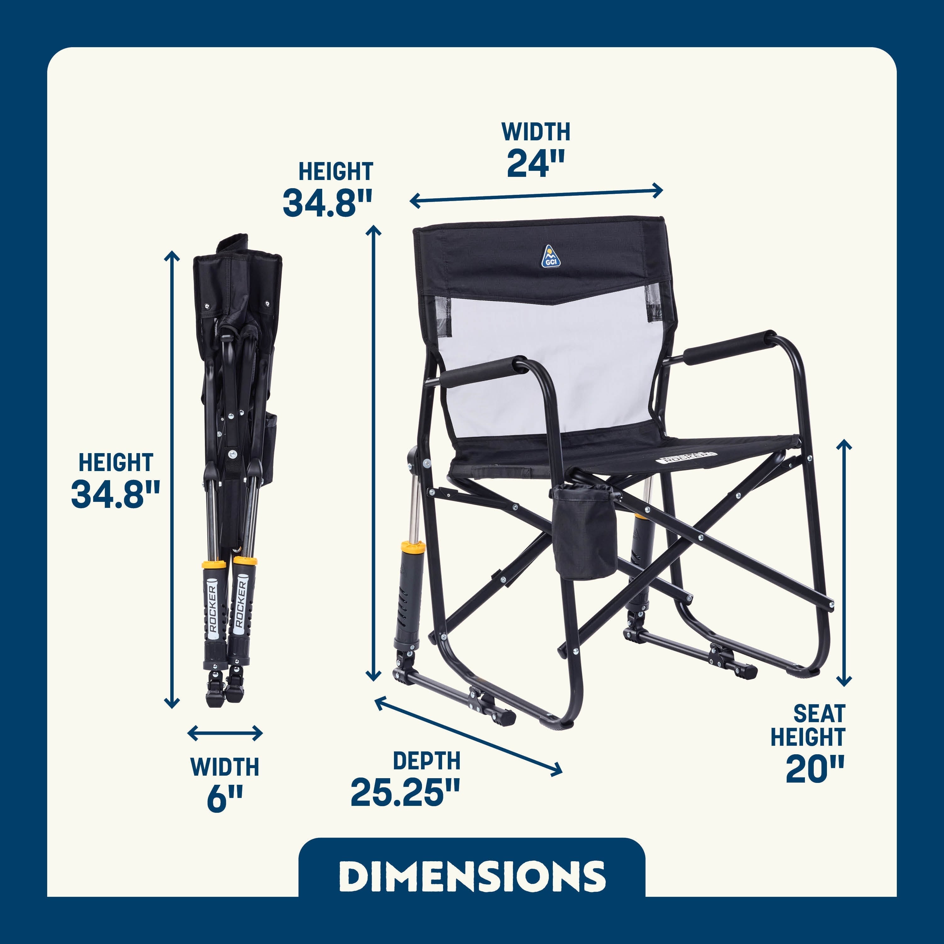 Freestyle Rocker Elite Folding Rocking Camping Chair, Rich Blue
