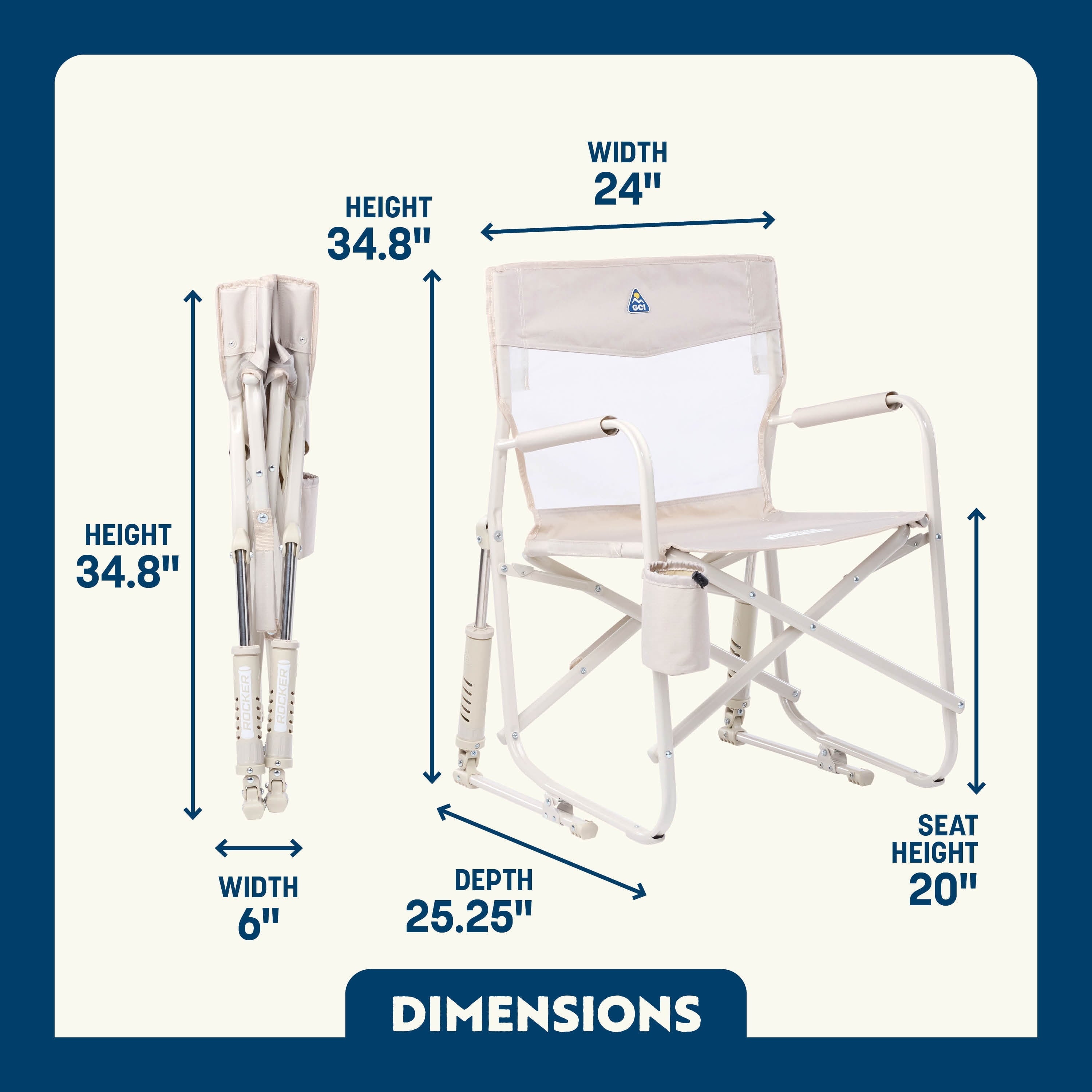 Freestyle Rocker Elite Folding Rocking Camping Chair, Rich Blue