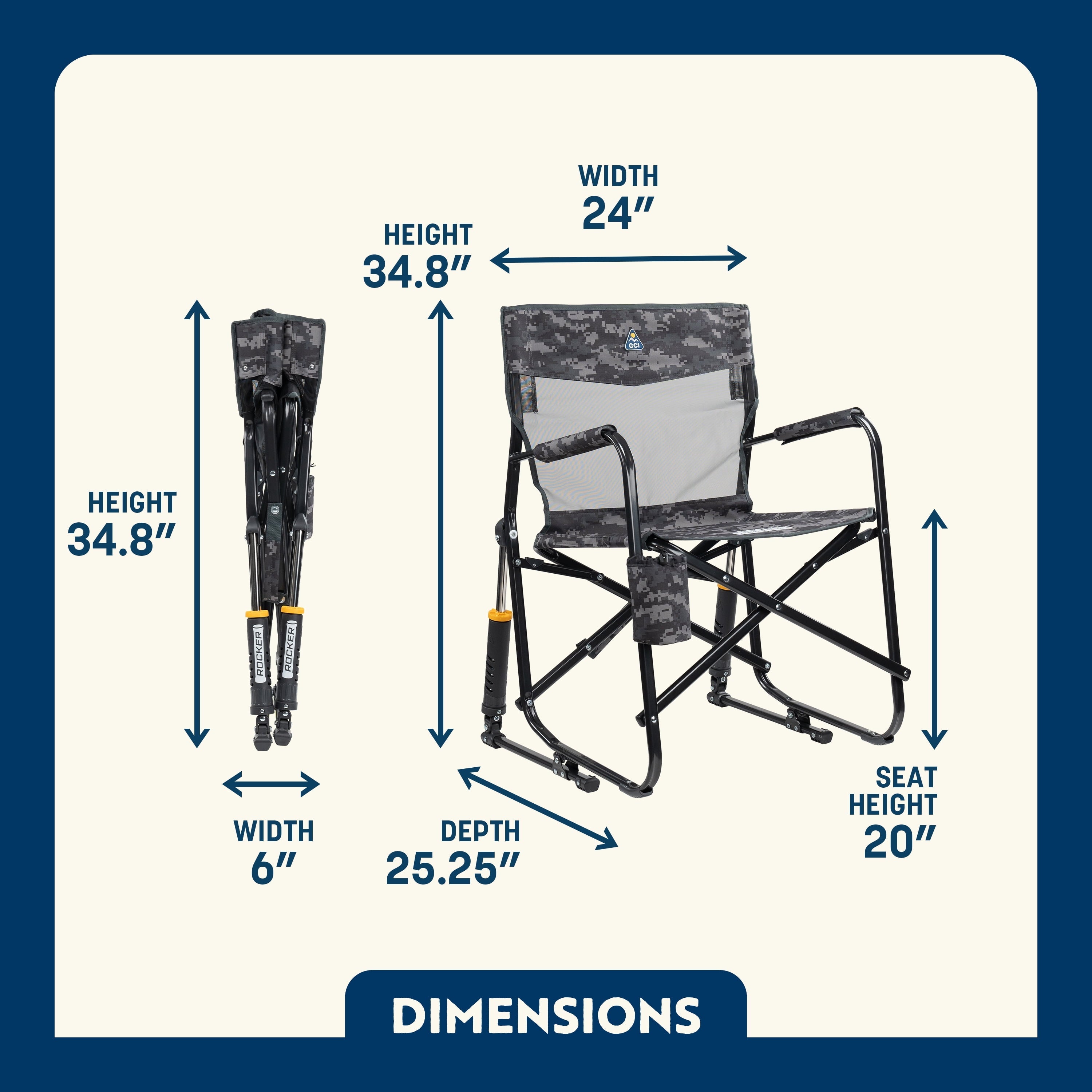 Freestyle Rocker Elite Folding Rocking Camping Chair, Rich Blue