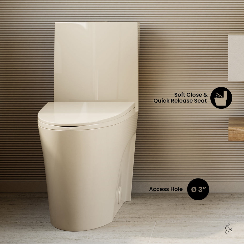 One Piece Elongated Toilet Dual Vortex Flush 1.1/1.6 gpf in Bisque