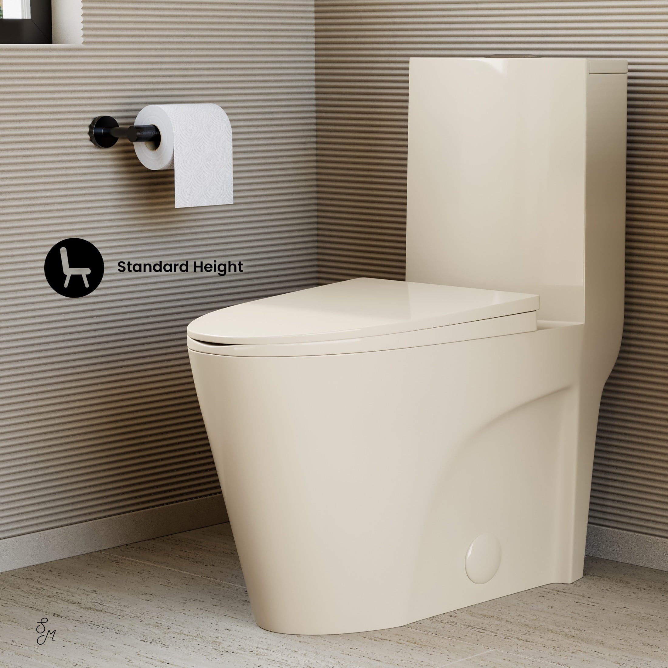 One Piece Elongated Toilet Dual Vortex Flush 1.1/1.6 gpf in Bisque