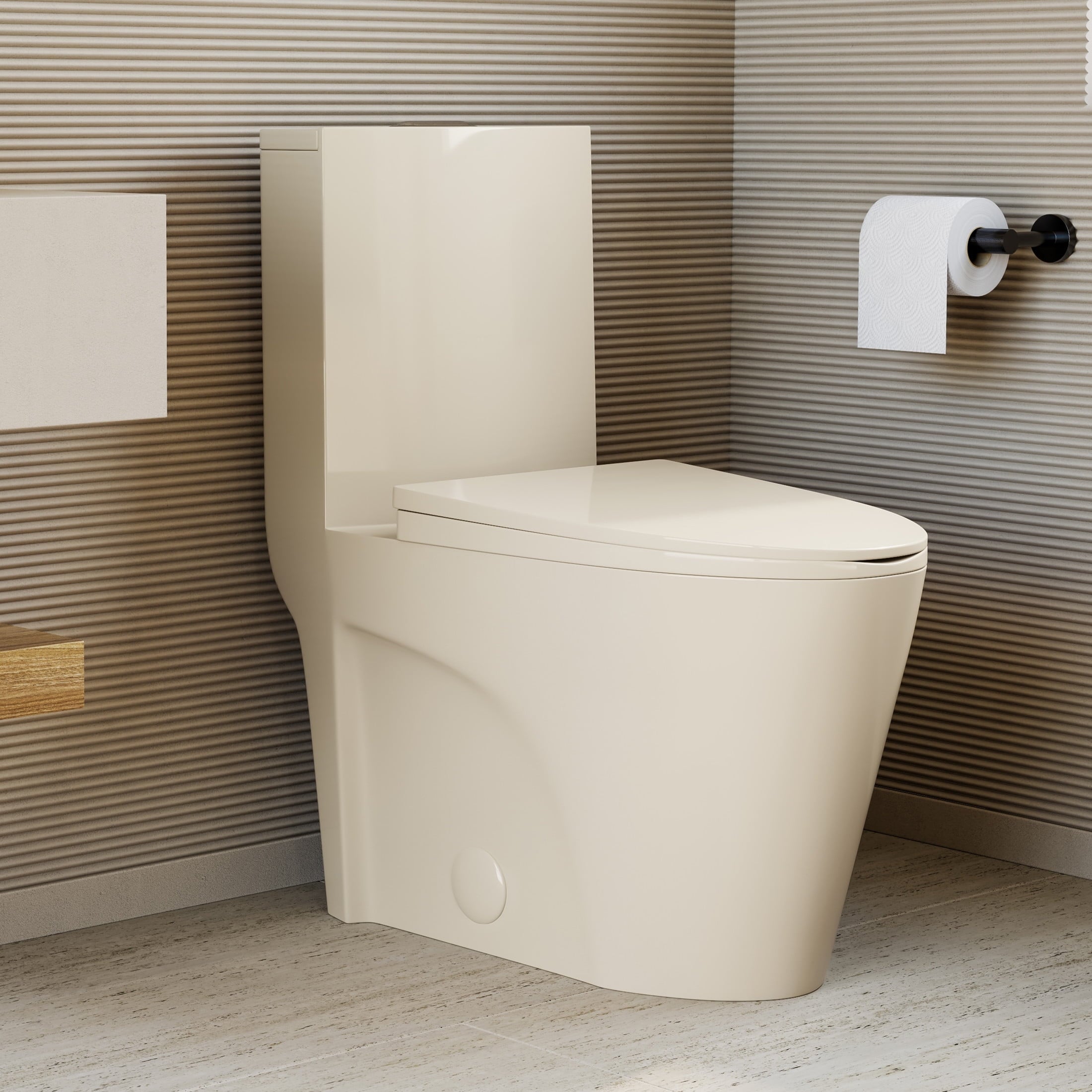 One Piece Elongated Toilet Dual Vortex Flush 1.1/1.6 gpf in Bisque