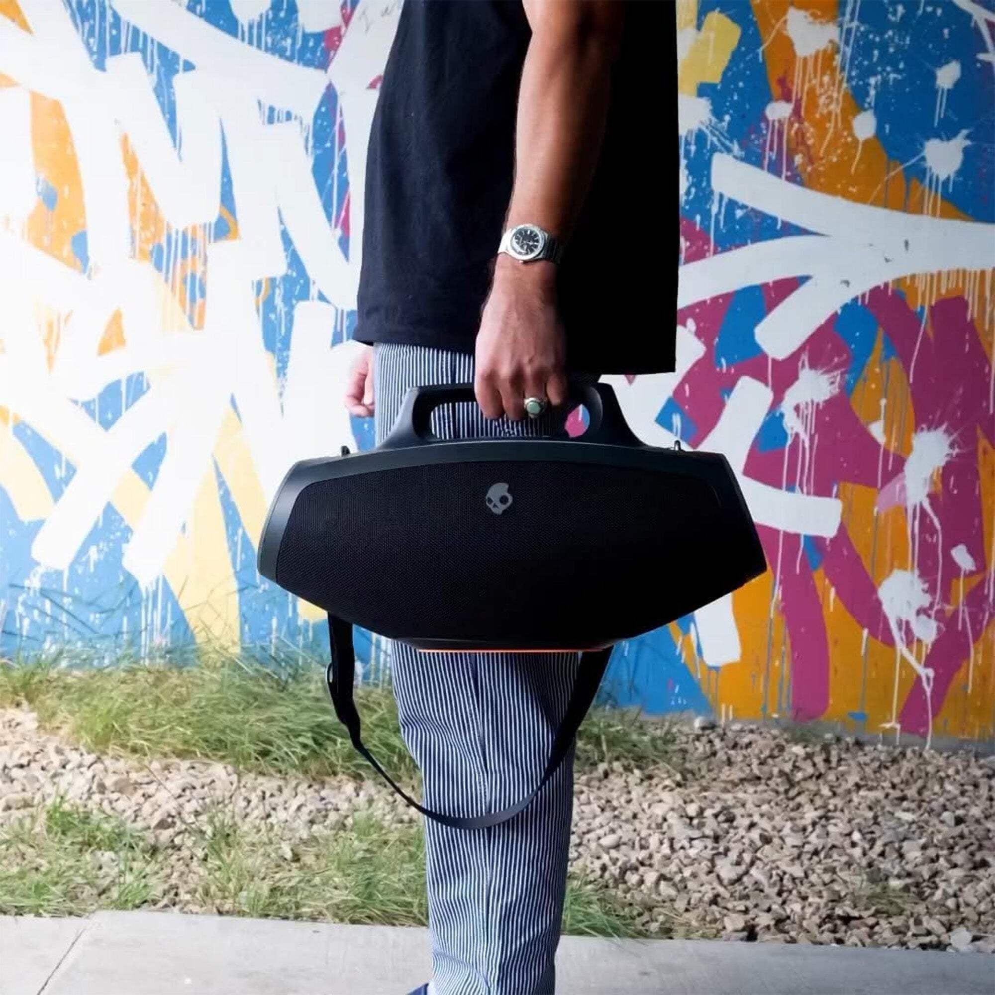 Barrel Bluetooth Boombox Party Speaker, Water-Resistant Portable Speaker, LED Lightshow Mode, 12 Hour Battery, Multi-Link