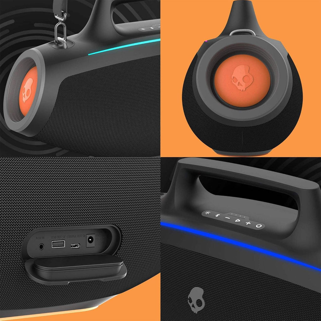 Barrel Bluetooth Boombox Party Speaker, Water-Resistant Portable Speaker, LED Lightshow Mode, 12 Hour Battery, Multi-Link