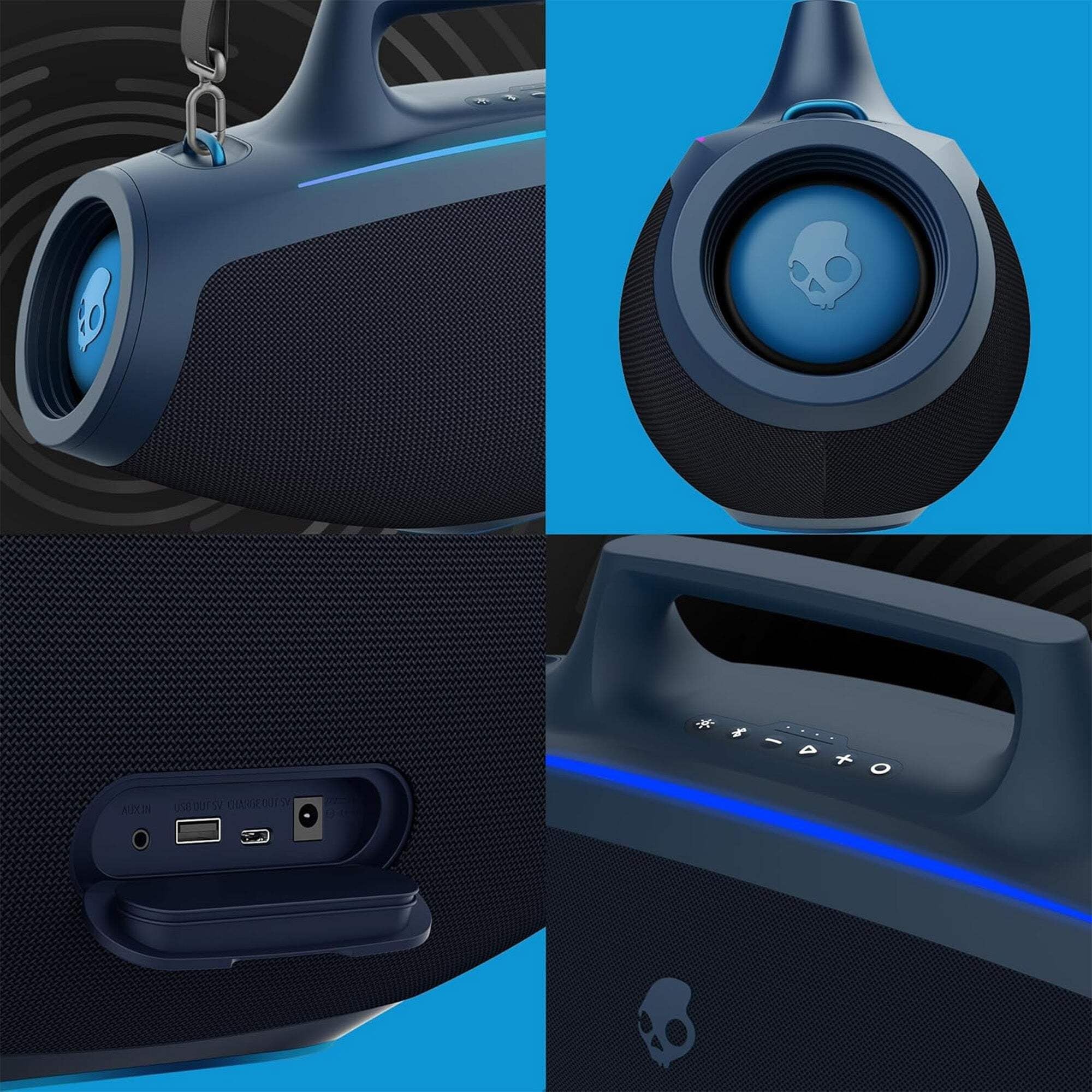 Barrel Bluetooth Boombox Party Speaker, Water-Resistant Portable Speaker, LED Lightshow Mode, 12 Hour Battery, Multi-Link