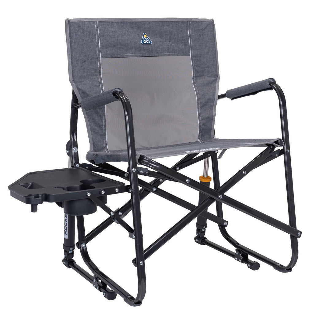 Freestyle Rocker with Side Table Foldable Rocking Camp Chair, Heathered Pewter