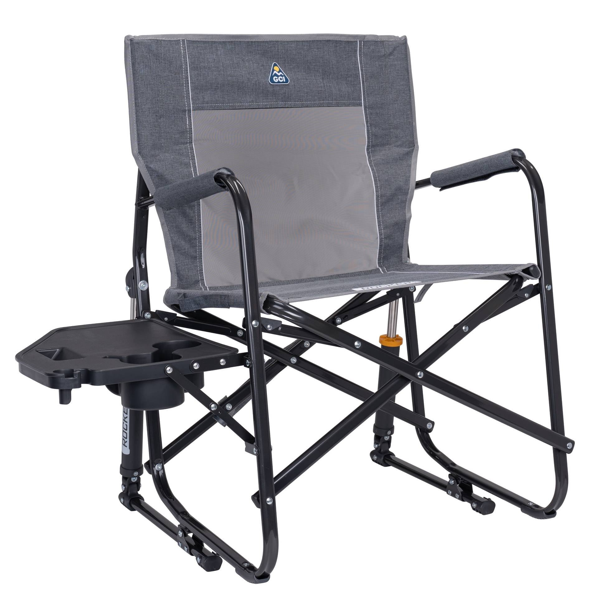 Freestyle Rocker with Side Table Foldable Rocking Camp Chair, Heathered Pewter