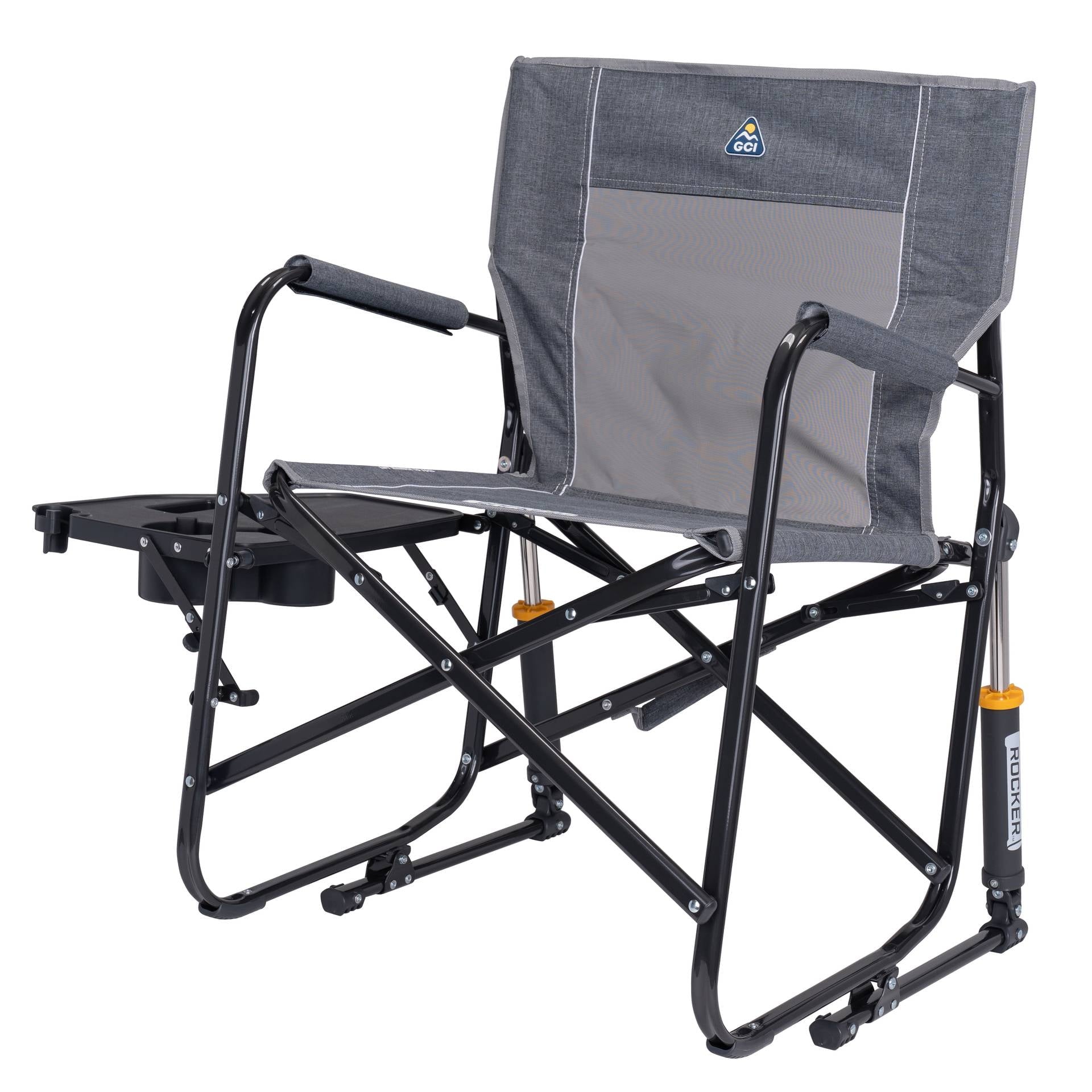 Freestyle Rocker with Side Table Foldable Rocking Camp Chair, Heathered Pewter