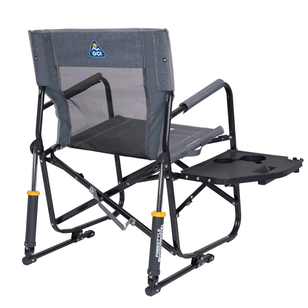 Freestyle Rocker with Side Table Foldable Rocking Camp Chair, Heathered Pewter