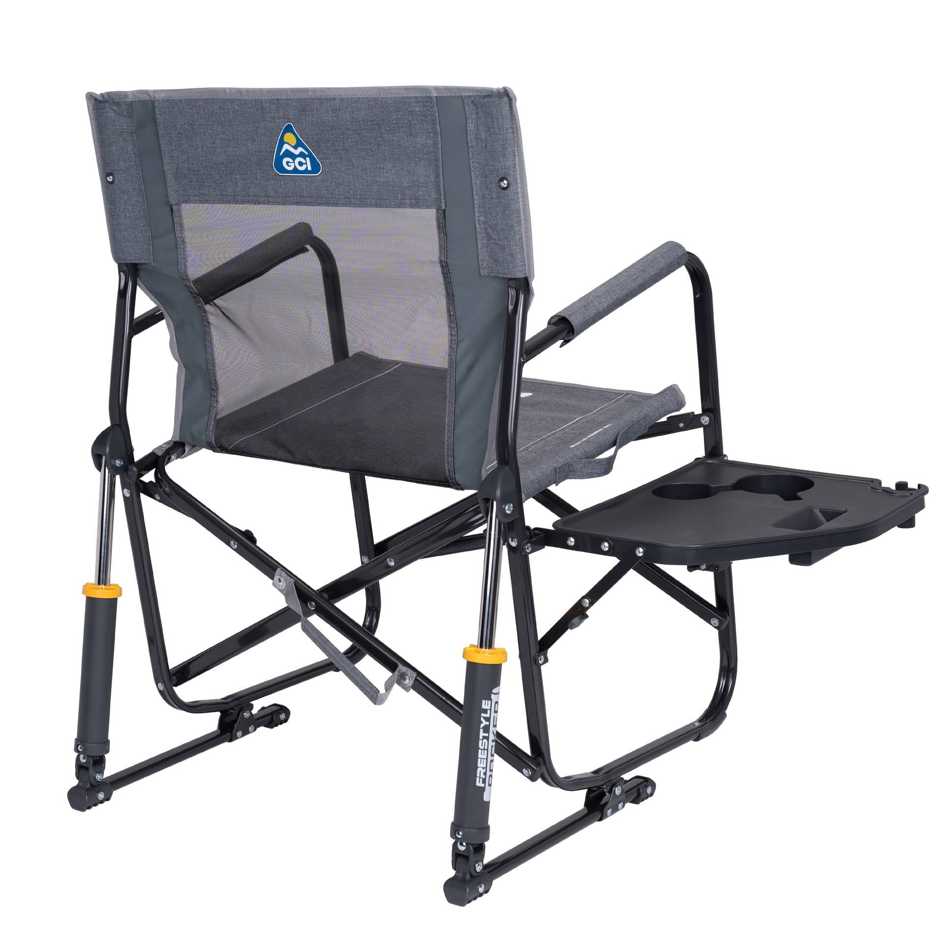 Freestyle Rocker with Side Table Foldable Rocking Camp Chair, Heathered Pewter
