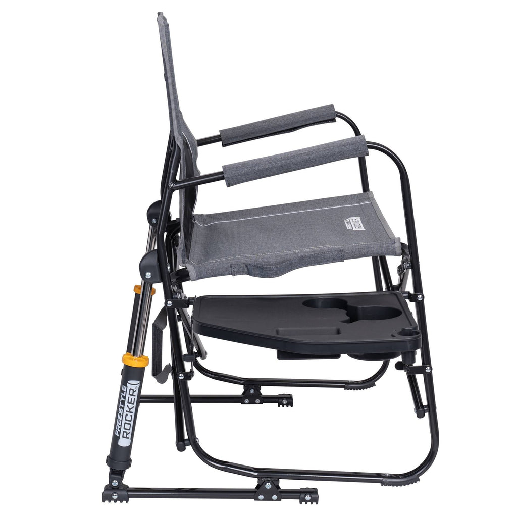 Freestyle Rocker with Side Table Foldable Rocking Camp Chair, Heathered Pewter