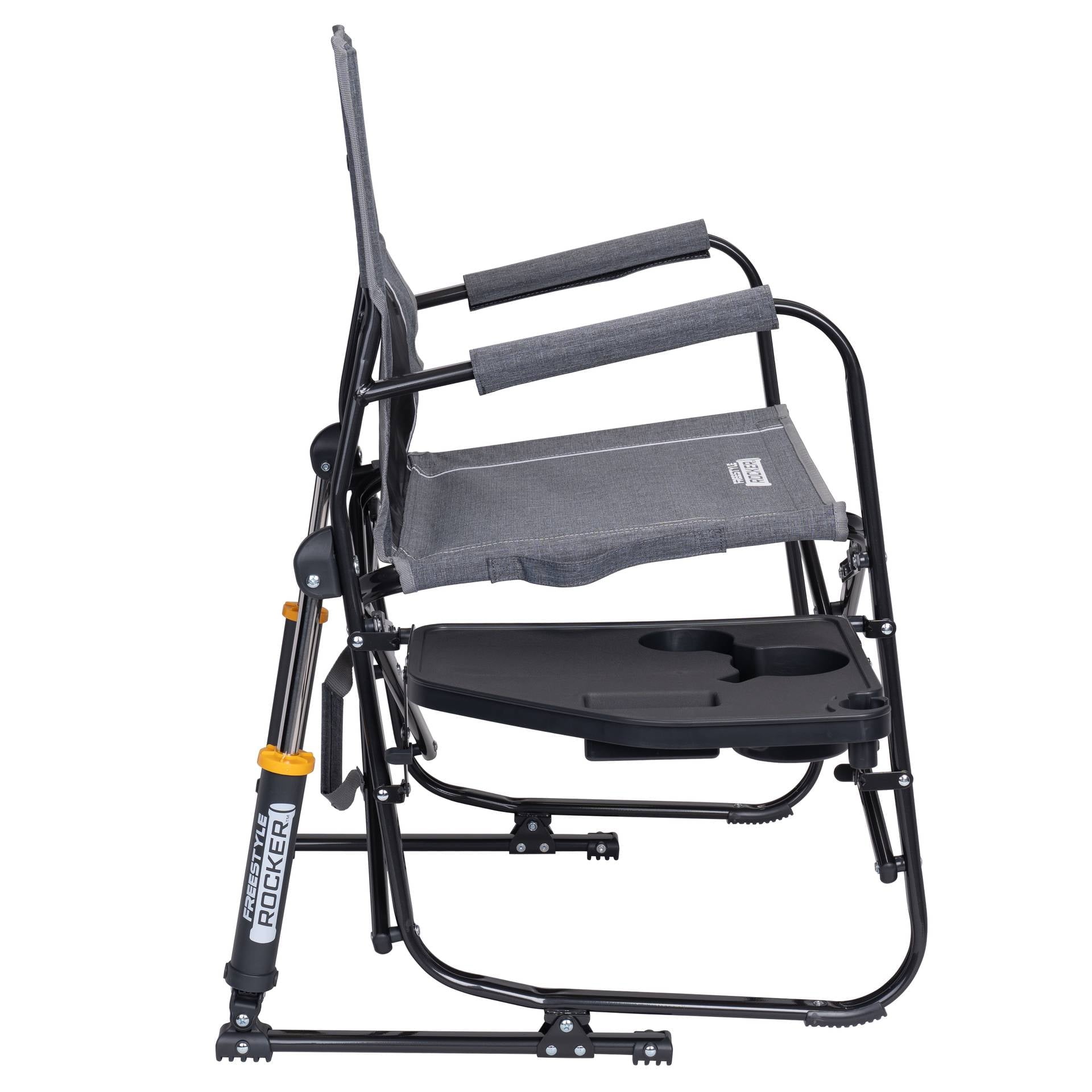 Freestyle Rocker with Side Table Foldable Rocking Camp Chair, Heathered Pewter