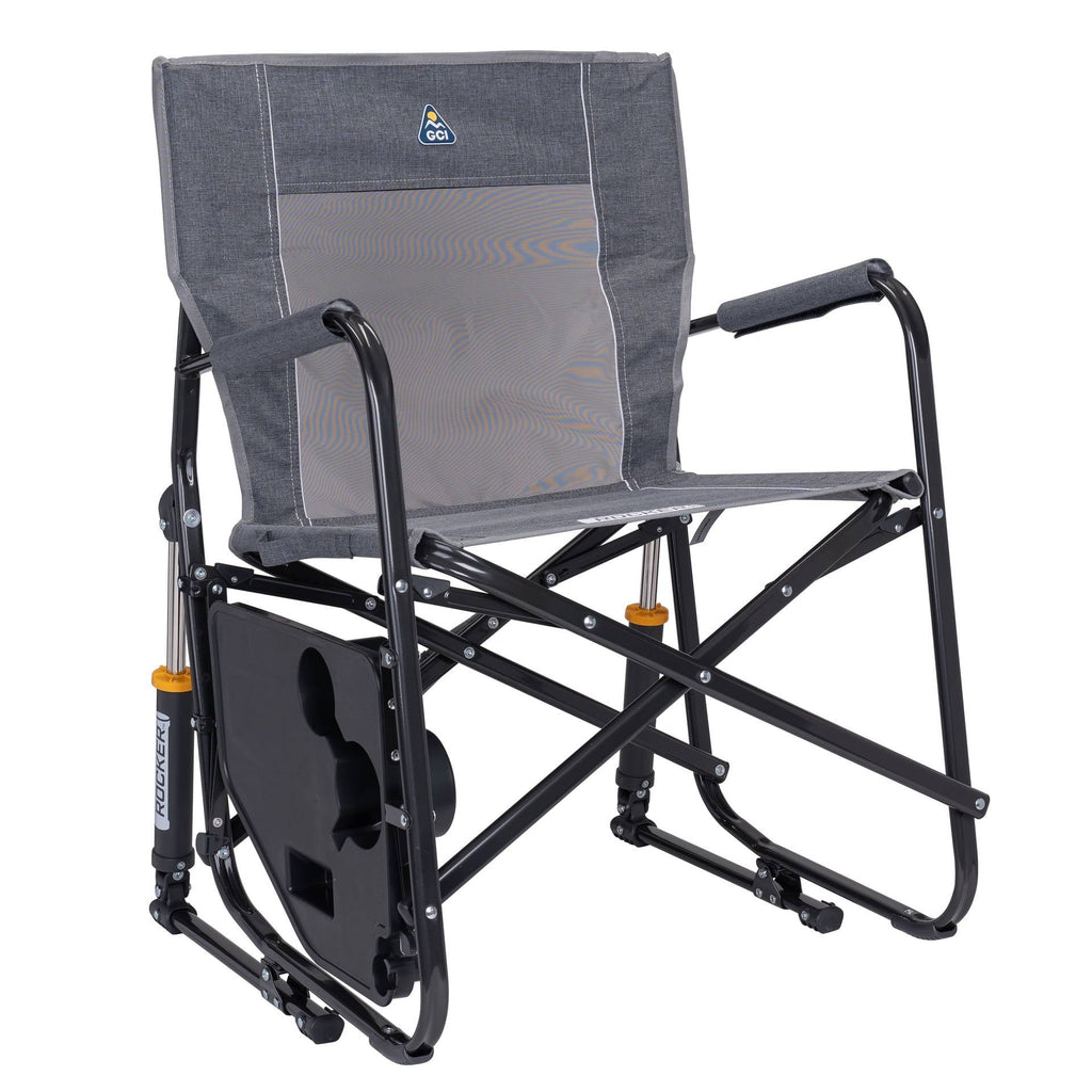 Freestyle Rocker with Side Table Foldable Rocking Camp Chair, Heathered Pewter