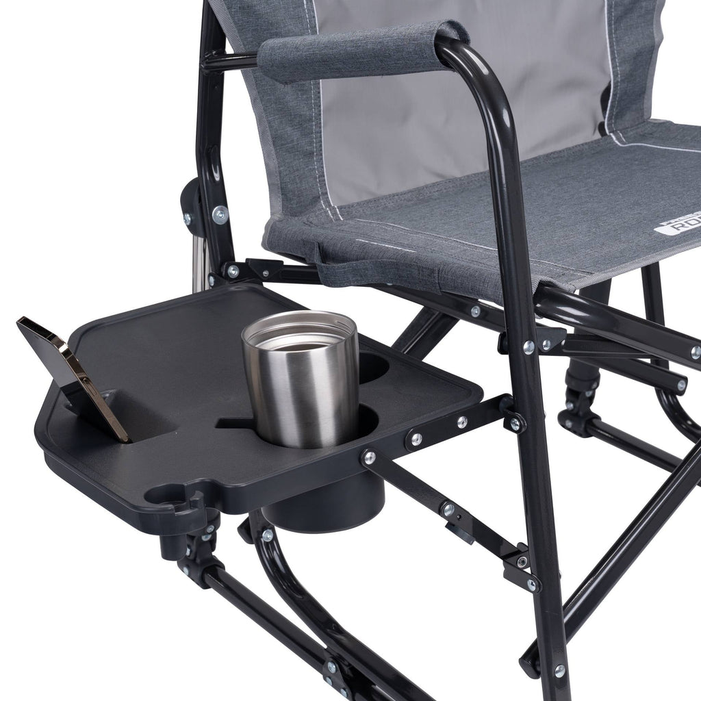 Freestyle Rocker with Side Table Foldable Rocking Camp Chair, Heathered Pewter