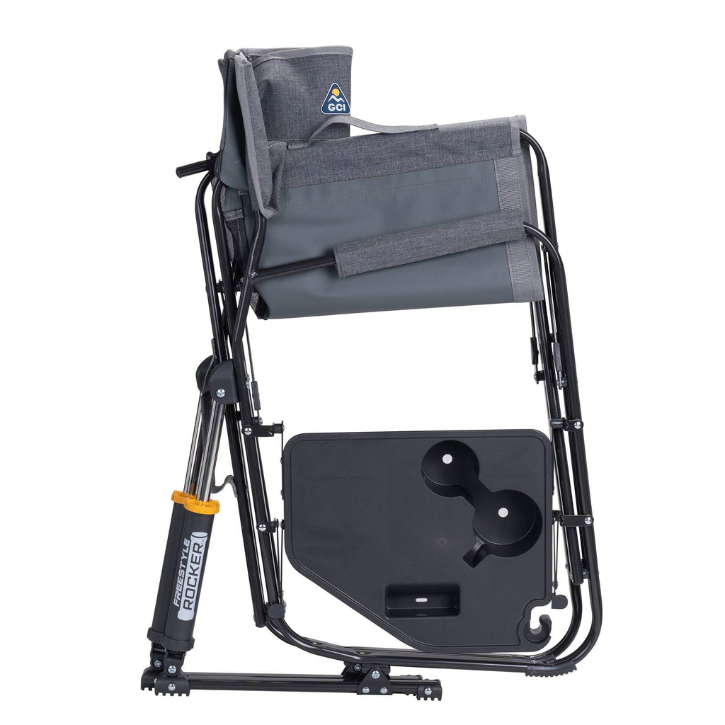 Freestyle Rocker with Side Table Foldable Rocking Camp Chair, Heathered Pewter