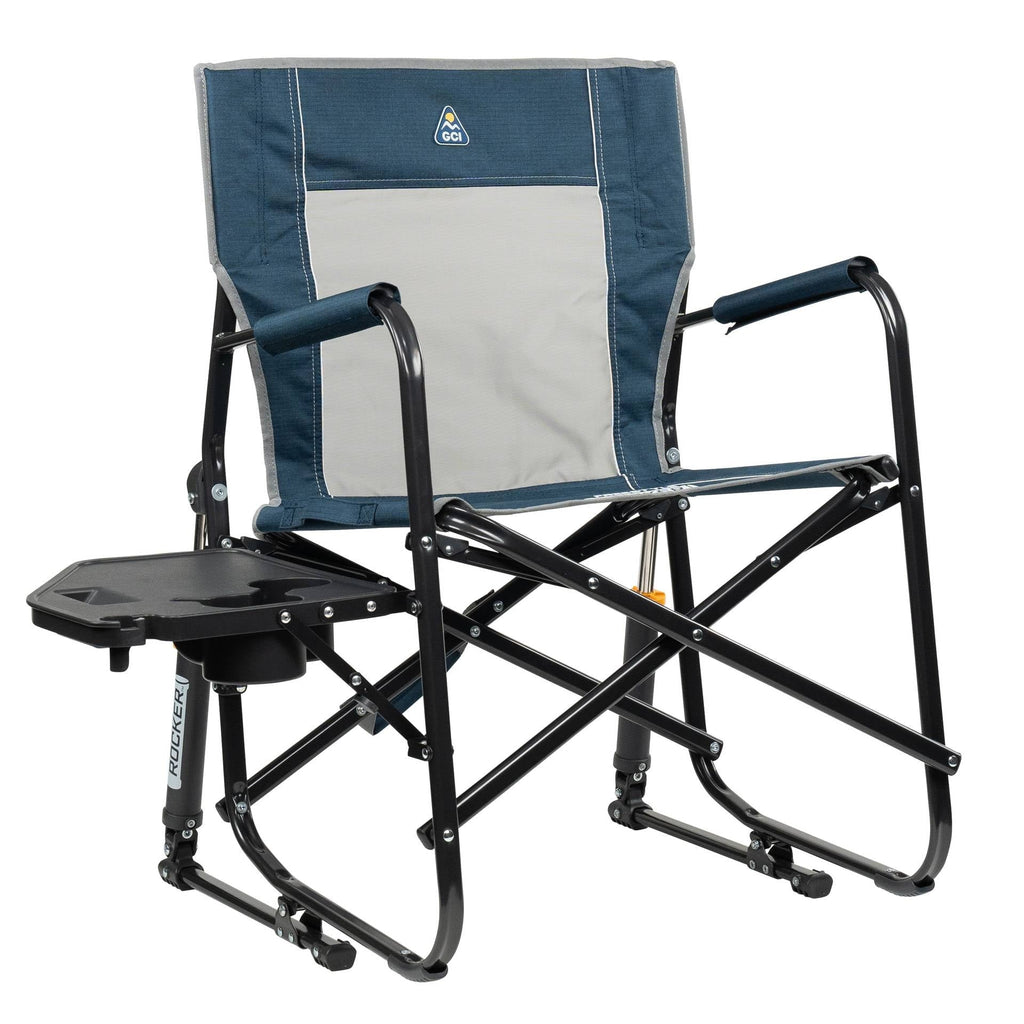 Freestyle Rocker with Side Table Foldable Rocking Camp Chair, Heathered Pewter