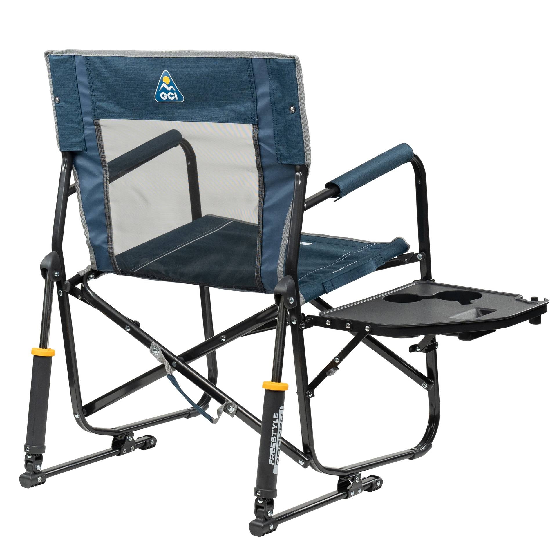 Freestyle Rocker with Side Table Foldable Rocking Camp Chair, Heathered Pewter