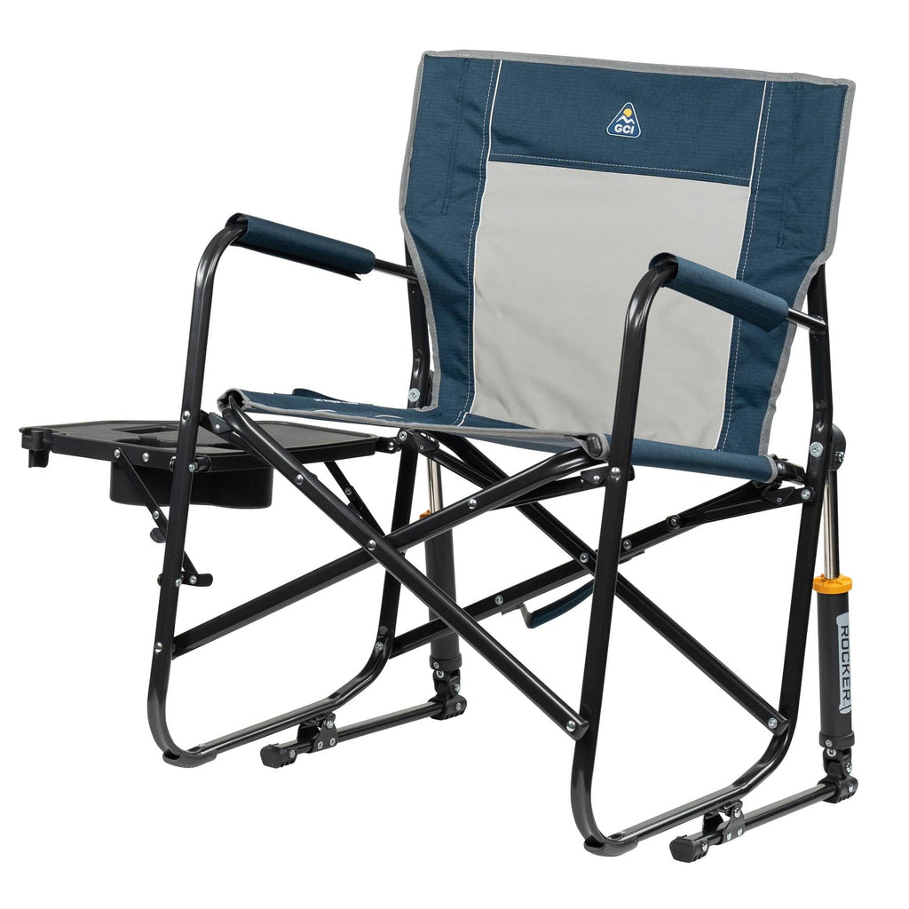 Freestyle Rocker with Side Table Foldable Rocking Camp Chair, Heathered Pewter