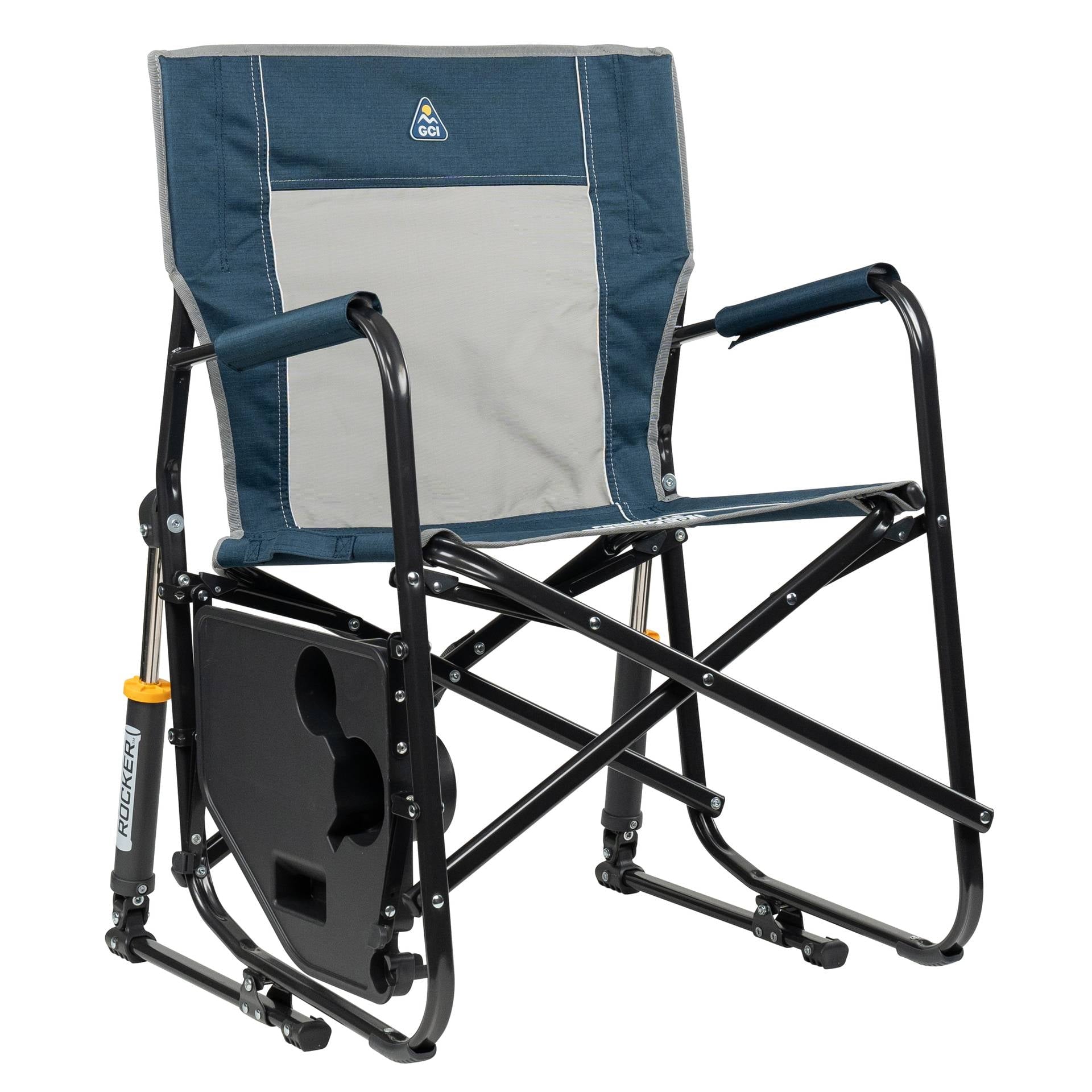 Freestyle Rocker with Side Table Foldable Rocking Camp Chair, Heathered Pewter