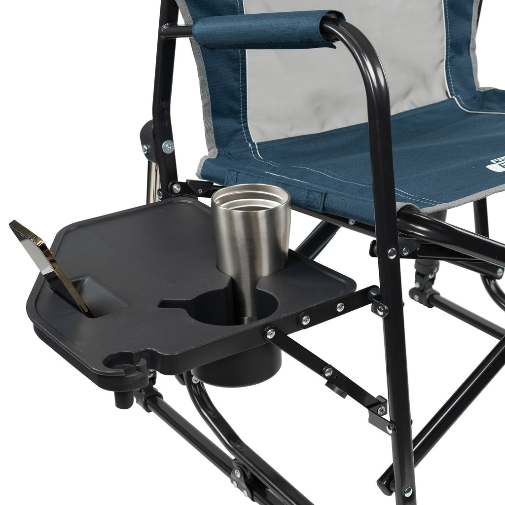 Freestyle Rocker with Side Table Foldable Rocking Camp Chair, Heathered Pewter