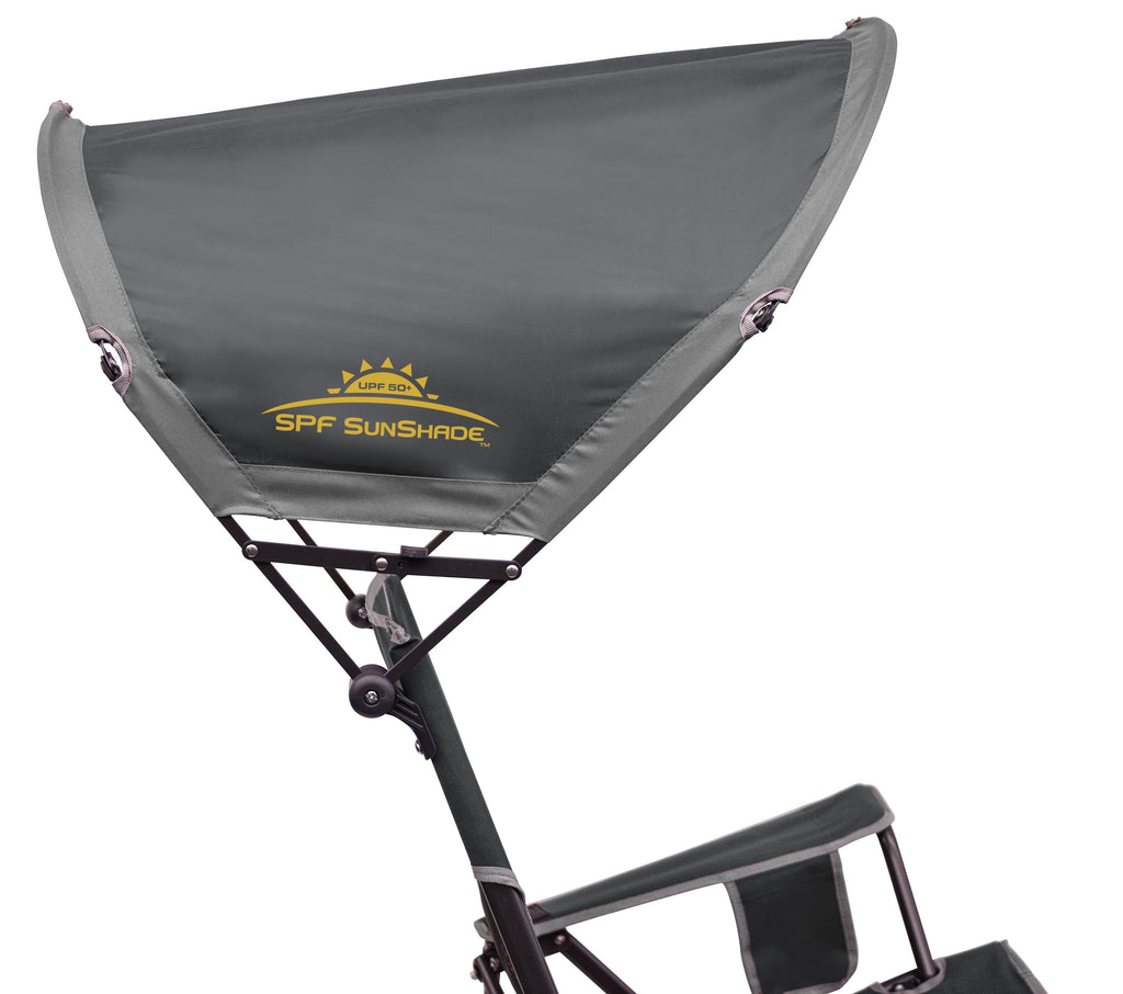 SunShade Rocker Foldable Rocking Camp Chair with Shade Canopy, Pewter