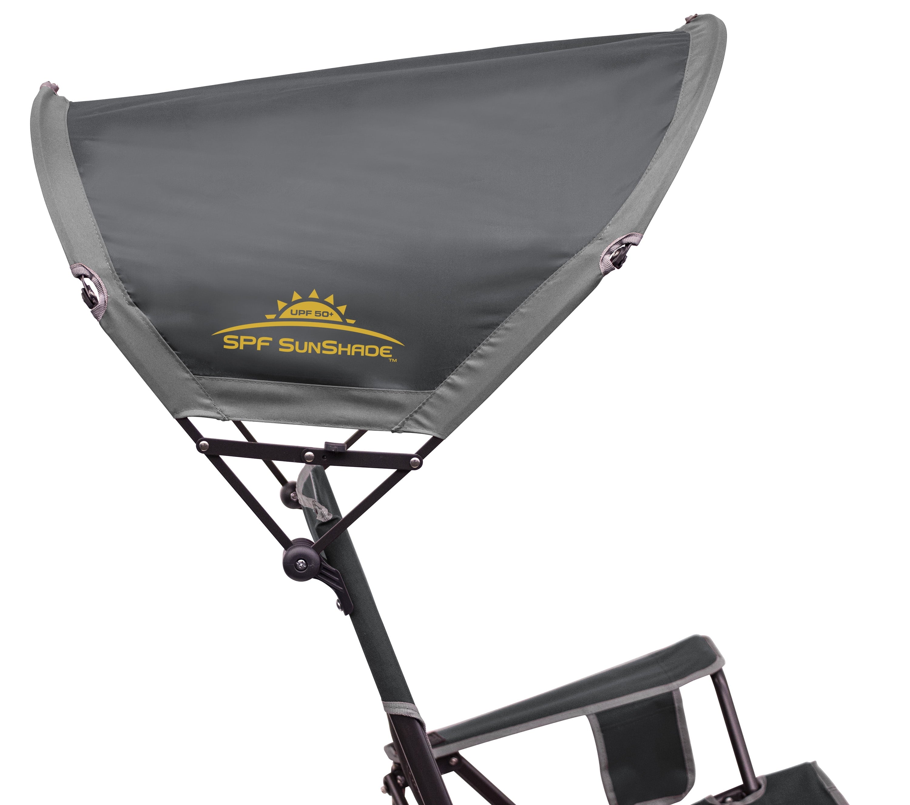 SunShade Rocker Foldable Rocking Camp Chair with Shade Canopy, Pewter