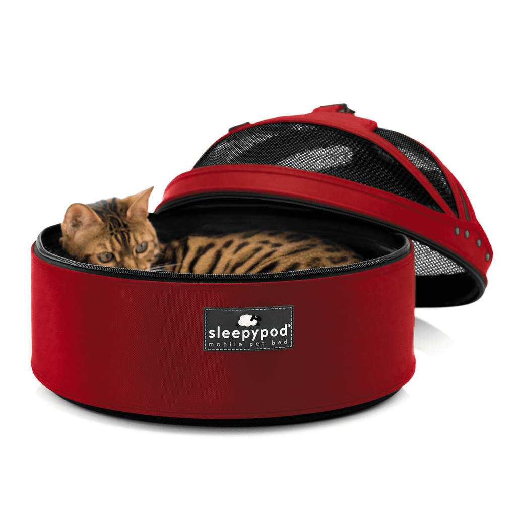 Mobile Pet Bed — Multi-use Travel Pet Bed, Crash-Tested Car Seat, &amp; Carrier for Dogs and Cats up to 15 Pounds (Strawberry Red)