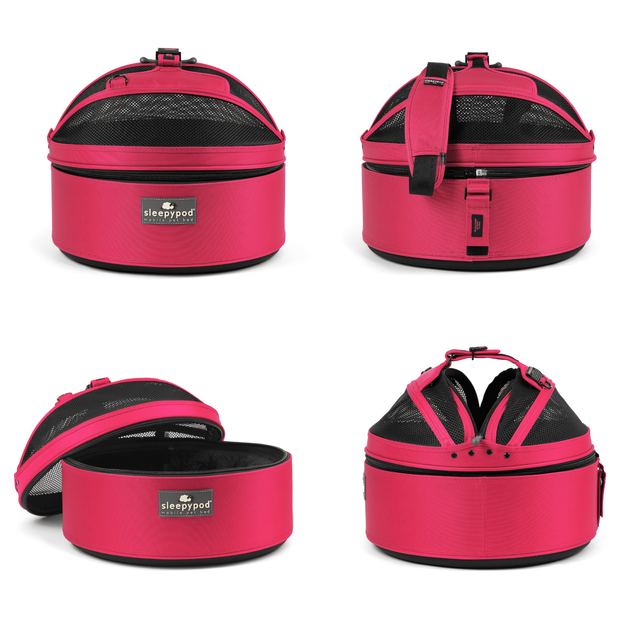 Mobile Pet Bed — Multi-use Travel Pet Bed, Crash-Tested Car Seat, &amp; Carrier for Dogs and Cats up to 15 Pounds (Strawberry Red)