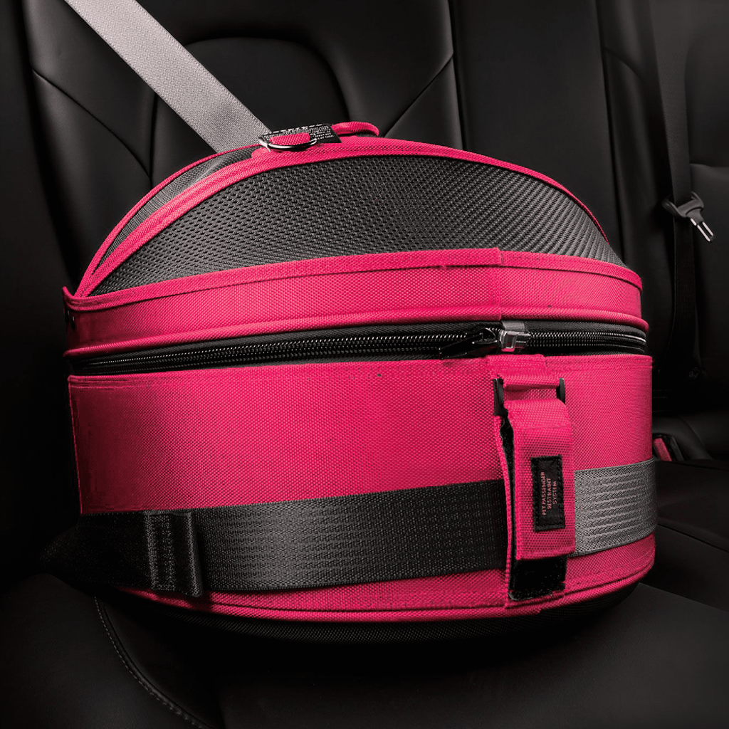 Mobile Pet Bed — Multi-use Travel Pet Bed, Crash-Tested Car Seat, &amp; Carrier for Dogs and Cats up to 15 Pounds (Strawberry Red)