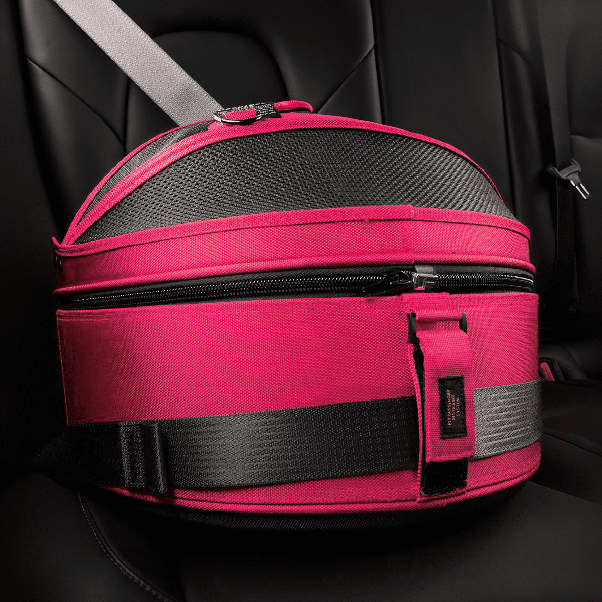 Mobile Pet Bed — Multi-use Travel Pet Bed, Crash-Tested Car Seat, &amp; Carrier for Dogs and Cats up to 15 Pounds (Strawberry Red)