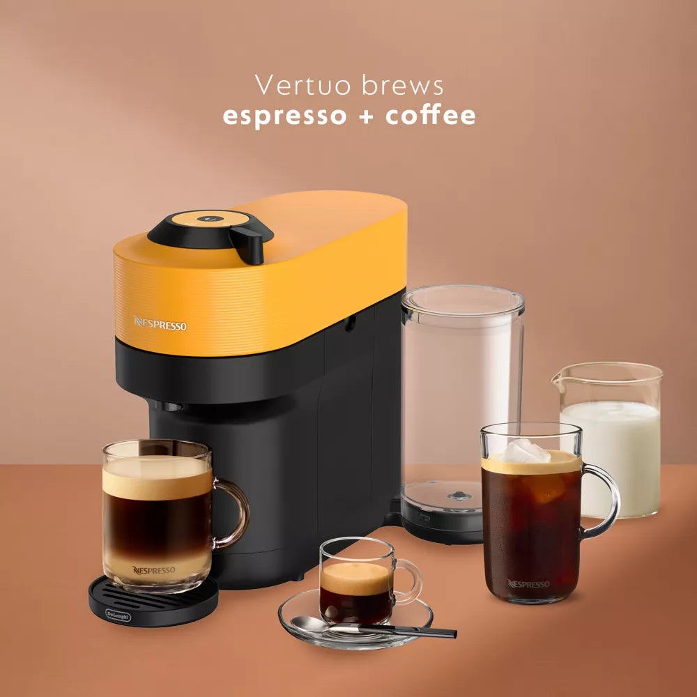 Vertuo Pop+ Combination Espresso and Coffee Maker with Milk Frother, Mango