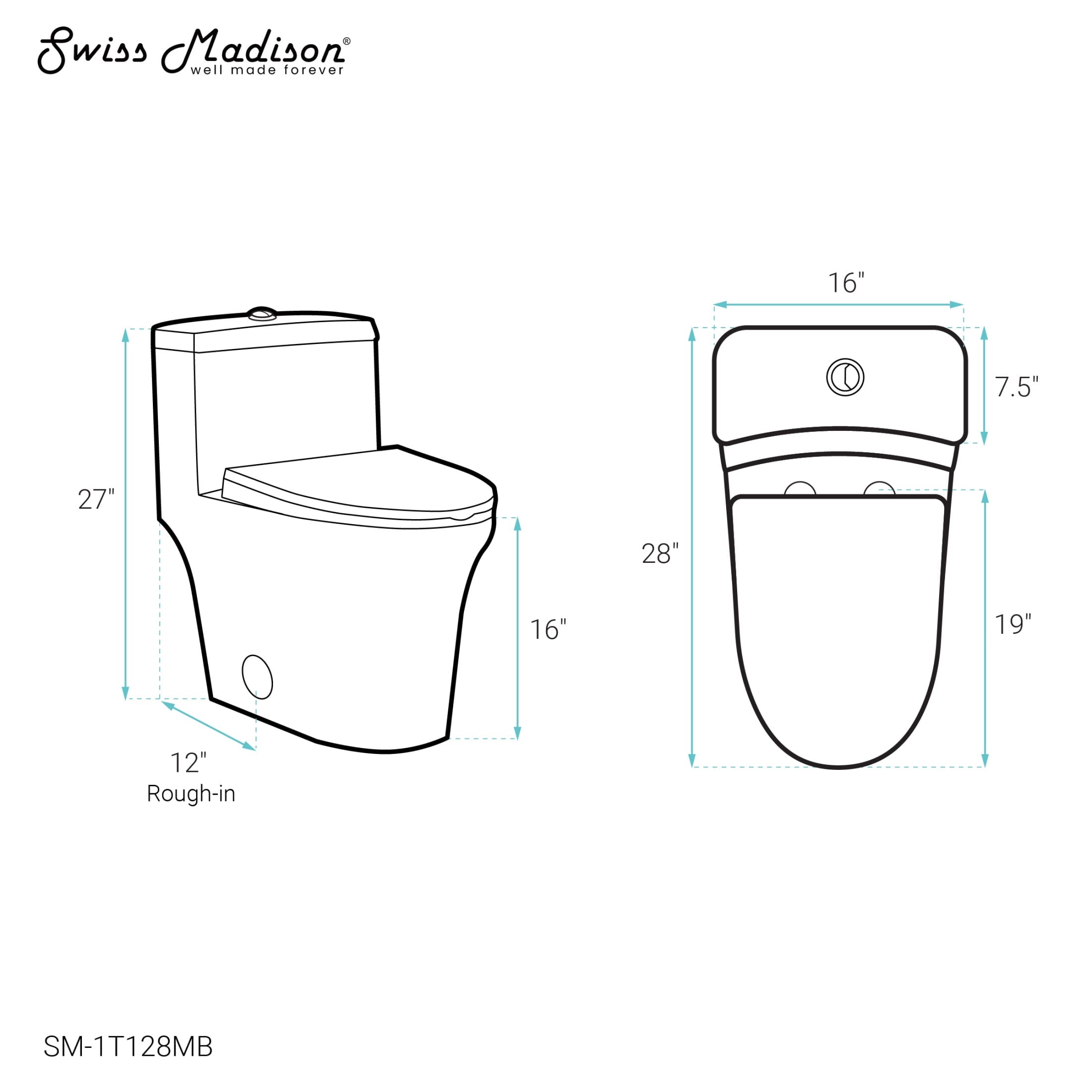 One-Piece 12" Rough-in 1.1/1.6 GPF Dual Top Flush Elongated Toilet in Matte Black