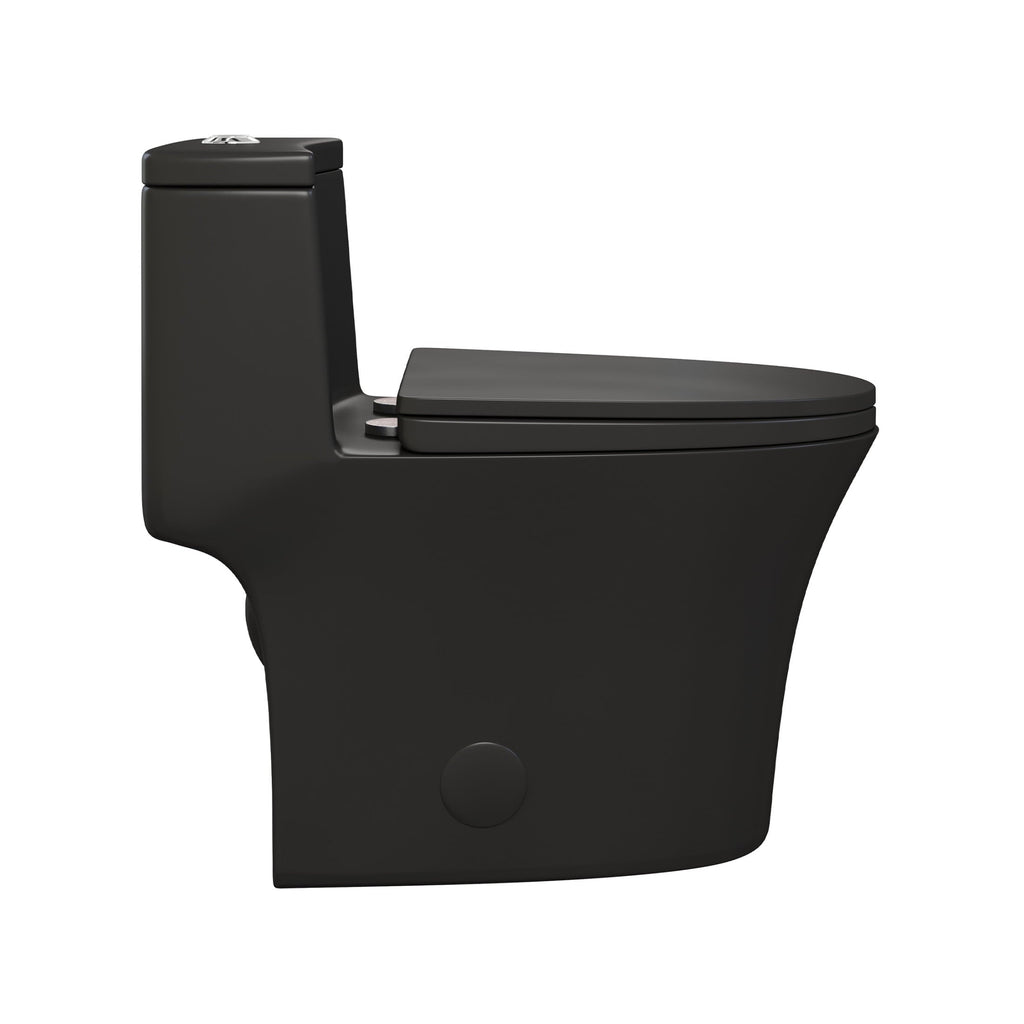 One-Piece 12" Rough-in 1.1/1.6 GPF Dual Top Flush Elongated Toilet in Matte Black
