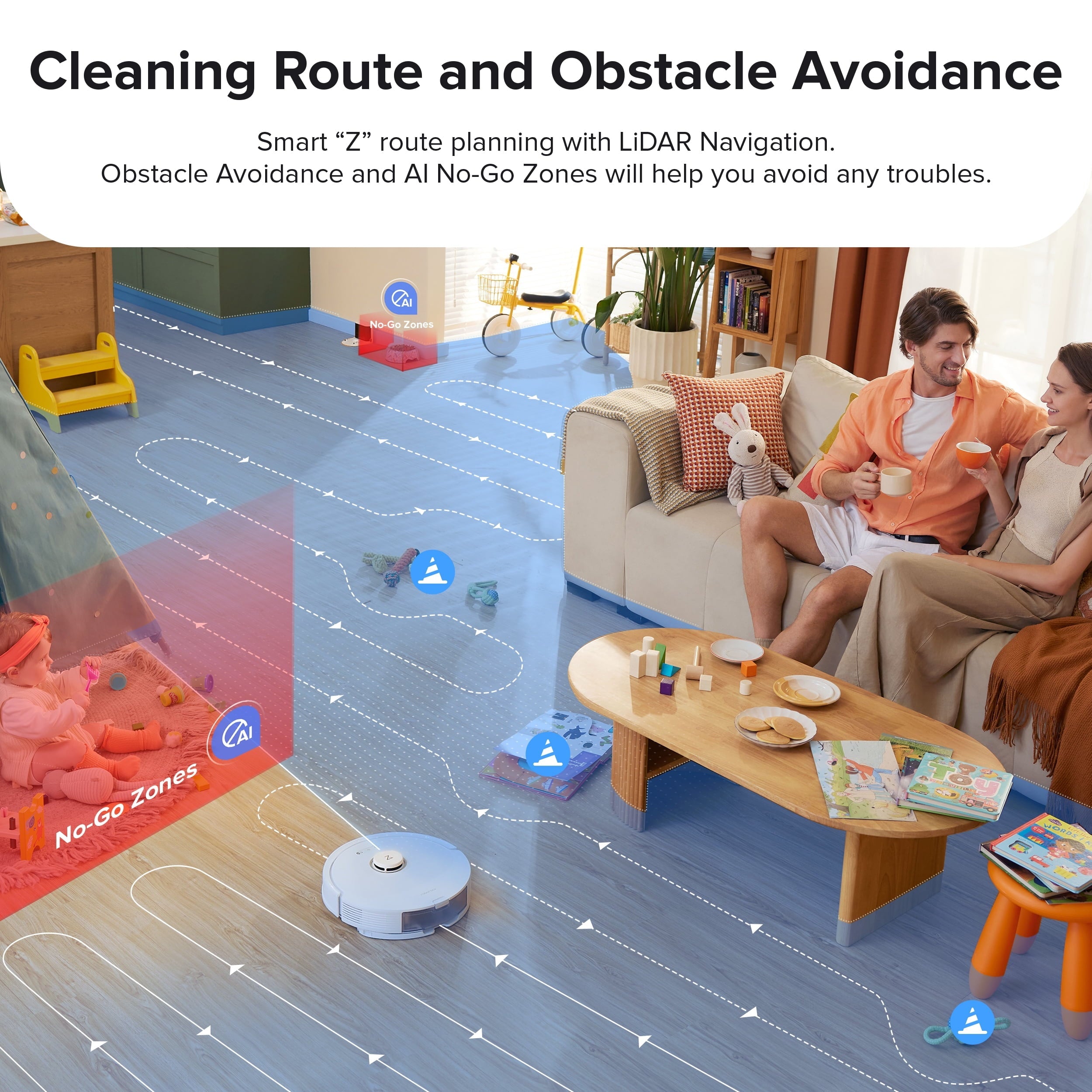 Q8 Max Robot Vacuum and Mop with Obstacle Avoidance, LiDAR Navigation, 5500Pa Suction Power, and App Control(White)