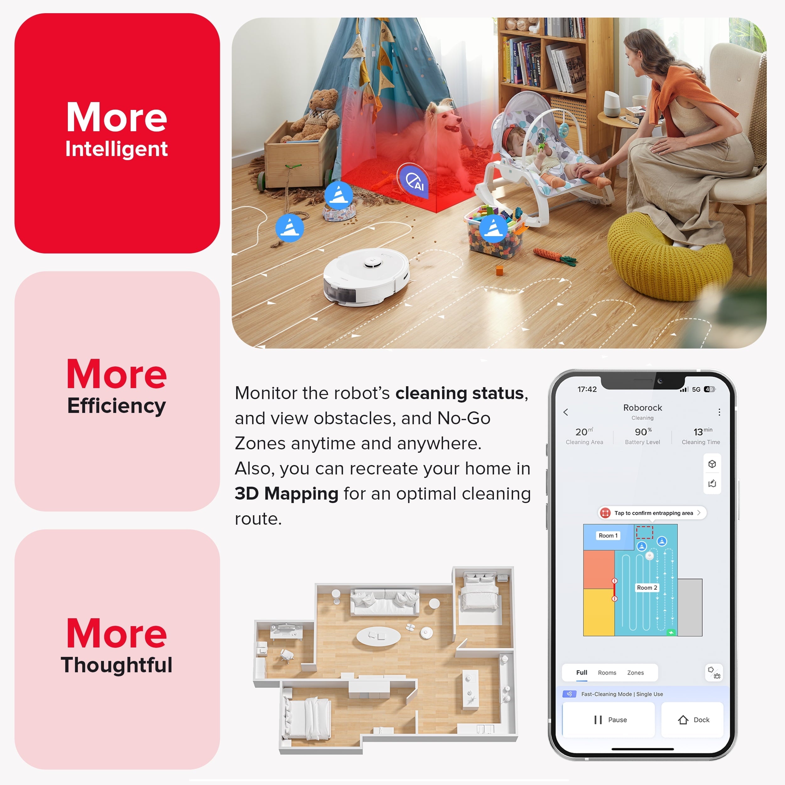 Q8 Max Robot Vacuum and Mop with Obstacle Avoidance, LiDAR Navigation, 5500Pa Suction Power, and App Control(White)