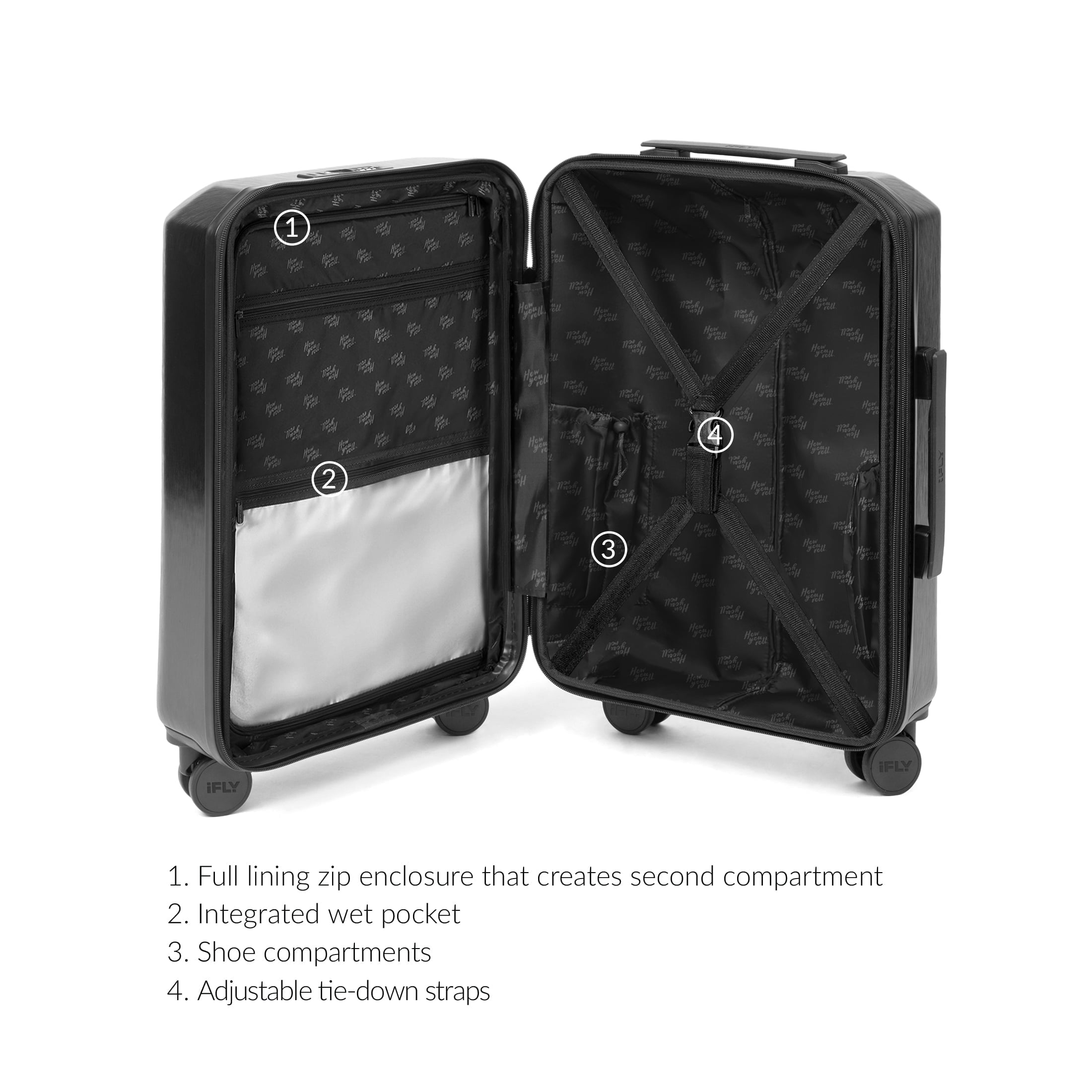 Altitude 2-Piece Hardside Luggage Set, 20" Carry-on and 28" Checked Luggage, Black