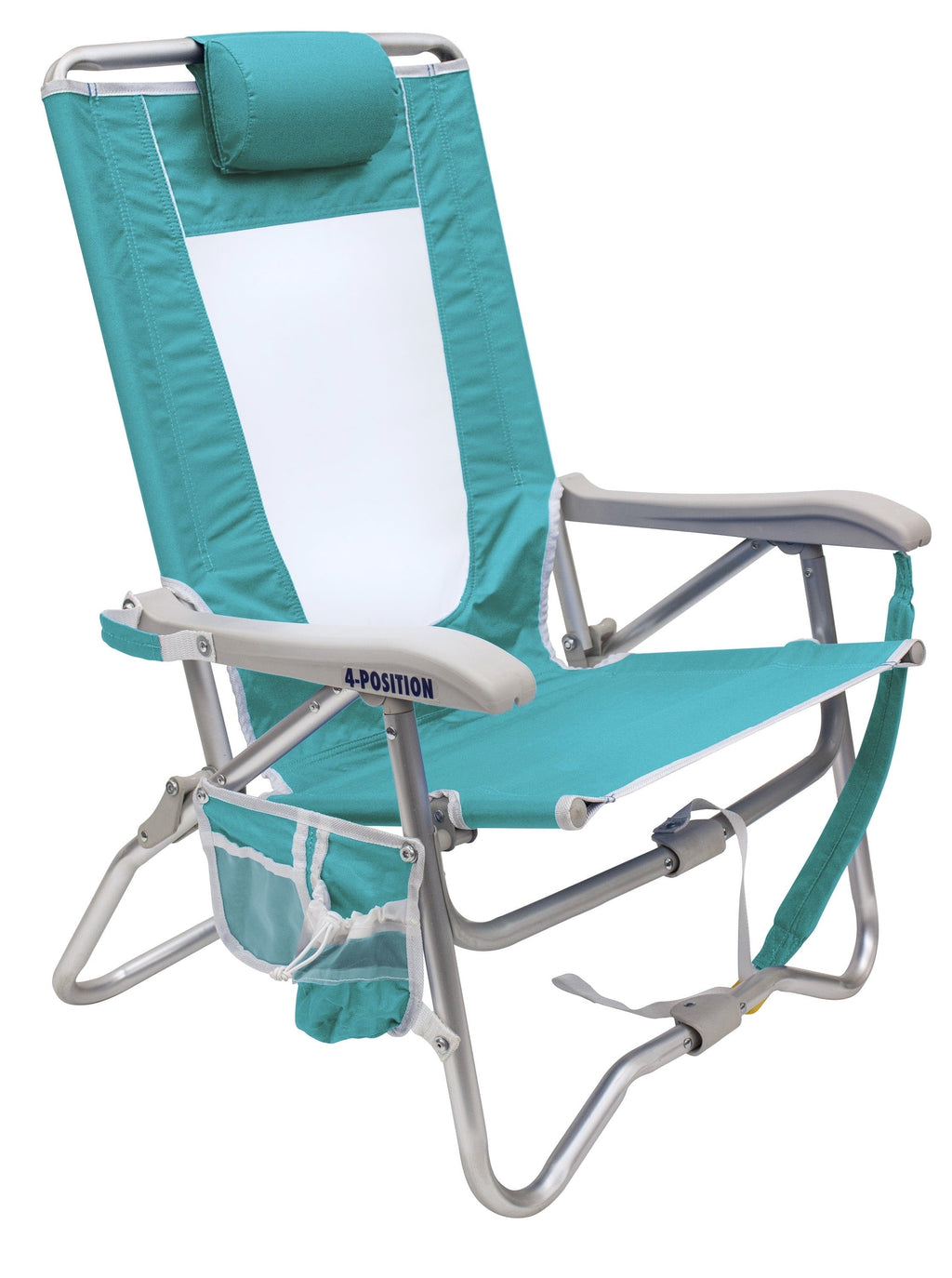 Bi-Fold Beach Chair Compact Low Profile Reclining Chair, Seafoam