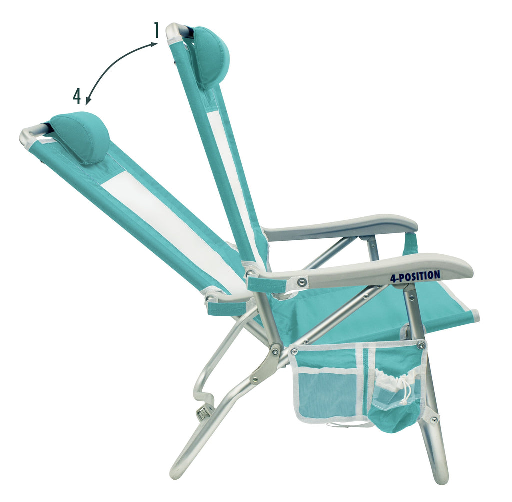 Bi-Fold Beach Chair Compact Low Profile Reclining Chair, Seafoam