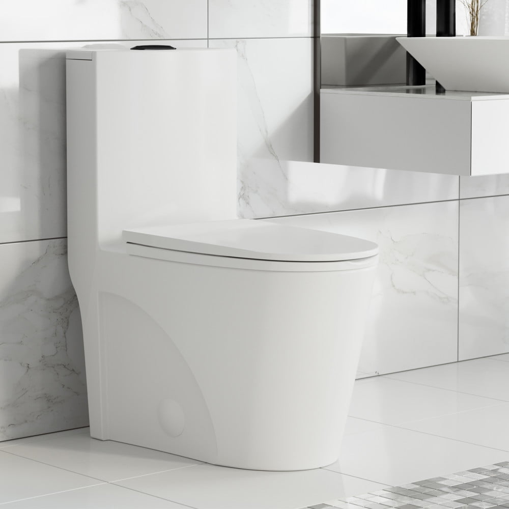 One Piece Elongated Toilet Dual Vortex™ Flush, Black Hardware