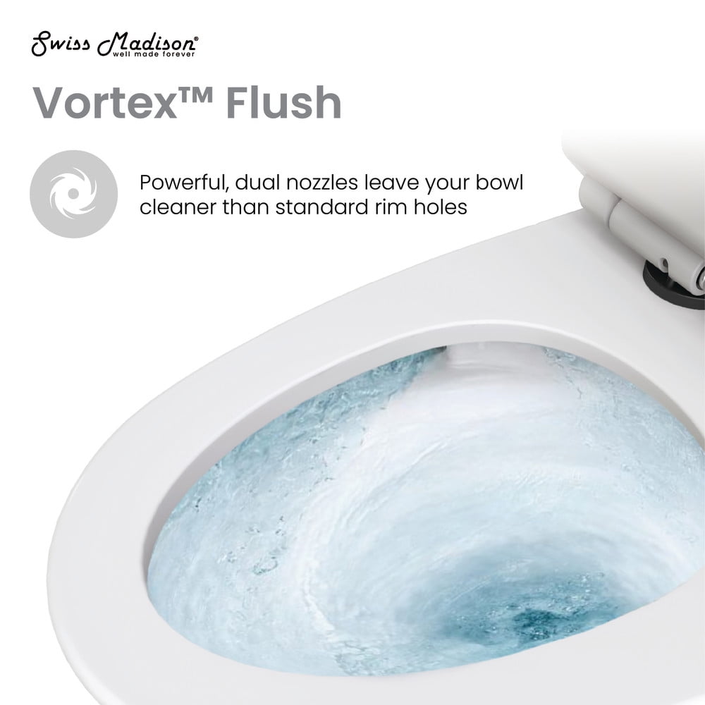 One Piece Elongated Toilet Dual Vortex™ Flush, Black Hardware