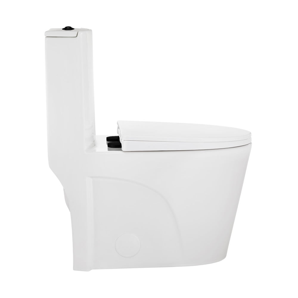 One Piece Elongated Toilet Dual Vortex™ Flush, Black Hardware