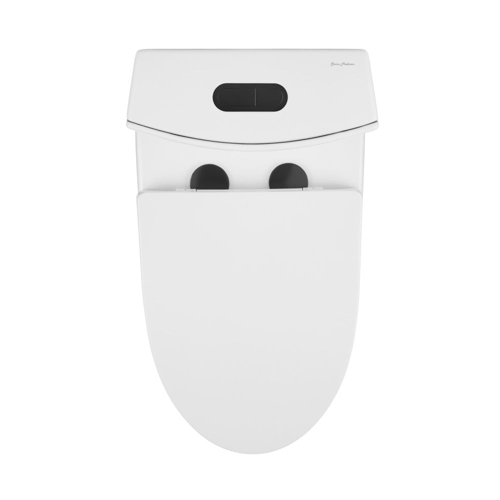 One Piece Elongated Toilet Dual Vortex™ Flush, Black Hardware