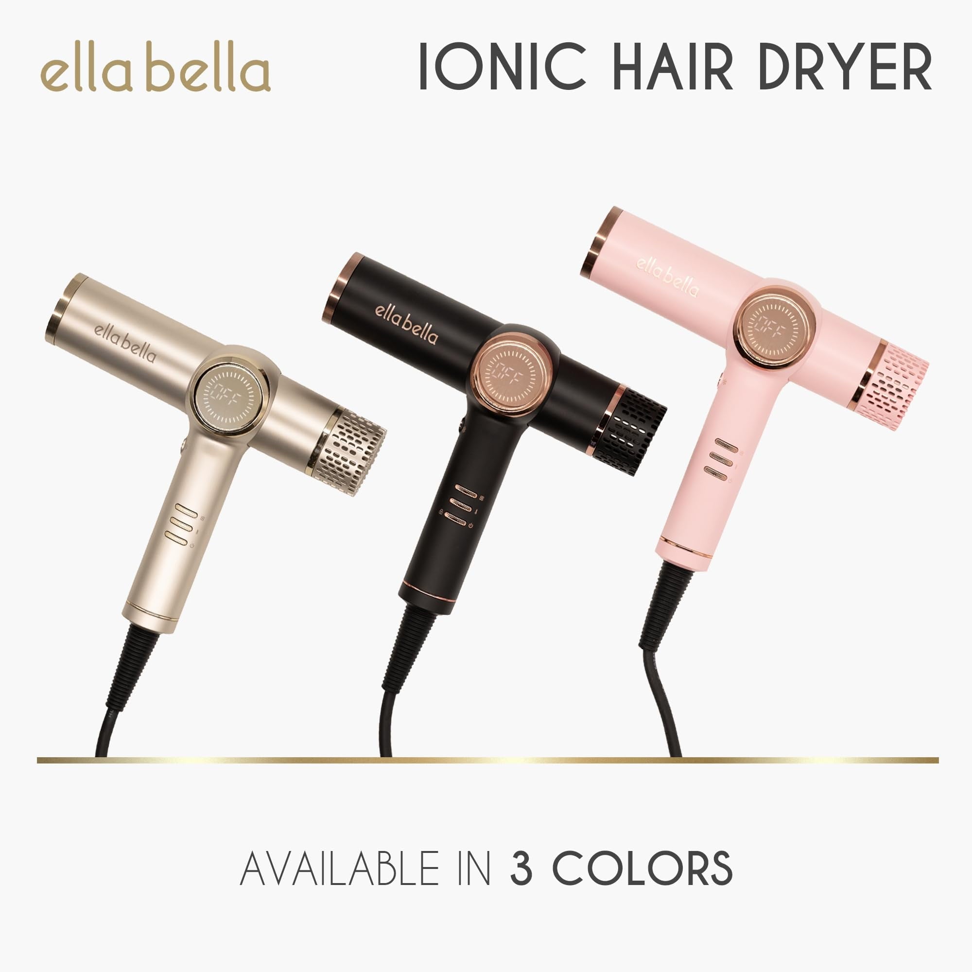Professional Ionic Hair Dryer with Diffuser, Negative Ion Blow Dryer, Suitable All Hair Types • Intelligent Heat Control &amp; Rapid Drying Speeds • Lightweight Design &amp; Low Noise (Black)