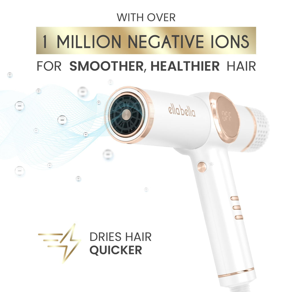 Professional Ionic Hair Dryer with Diffuser, Negative Ion Blow Dryer, Suitable All Hair Types • Intelligent Heat Control &amp; Rapid Drying Speeds • Lightweight Design &amp; Low Noise (Black)